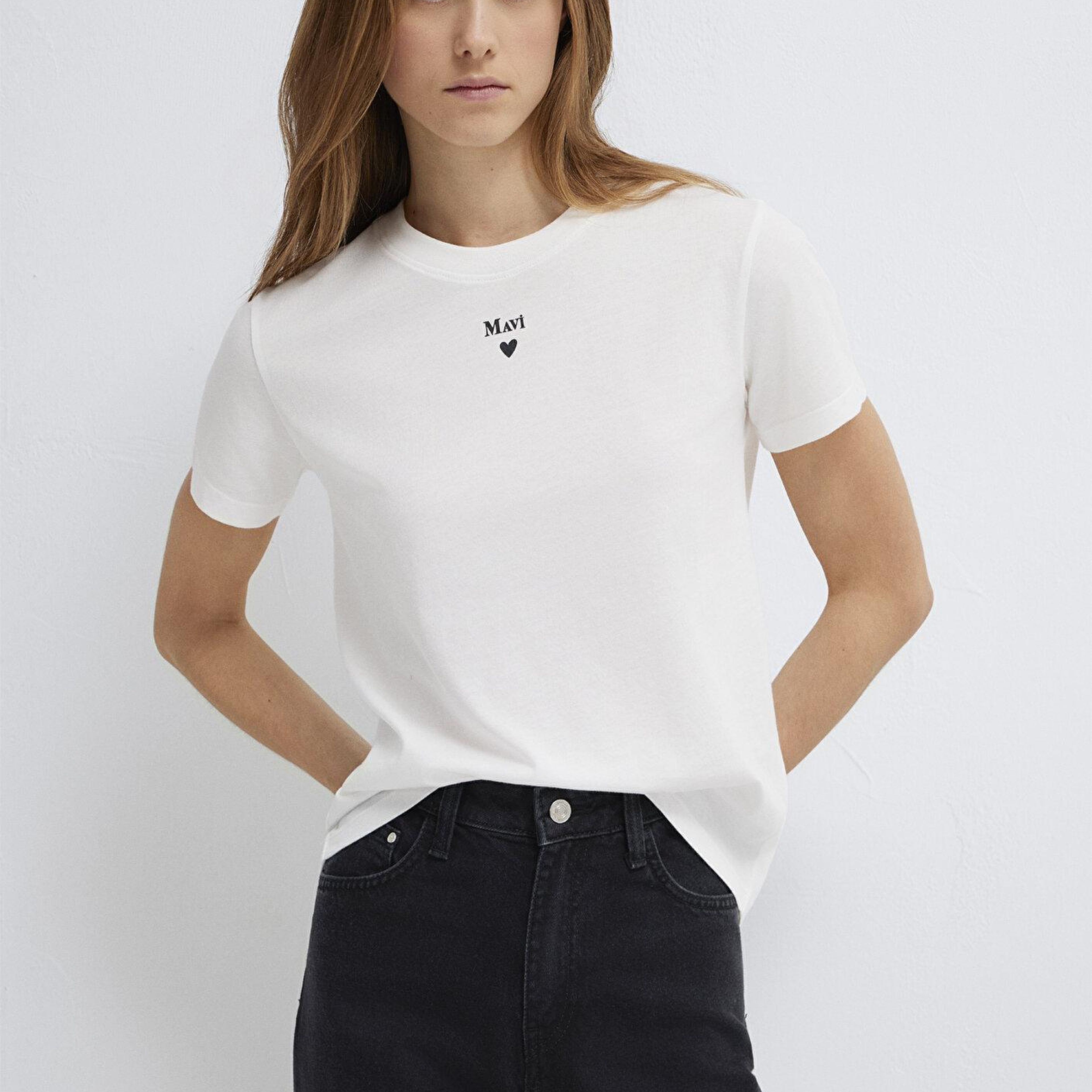 Mavi Mavi Logo Baskılı Beyaz Tişört Semi Slim Fit / Yarı Dar Kesim 1601185-33389