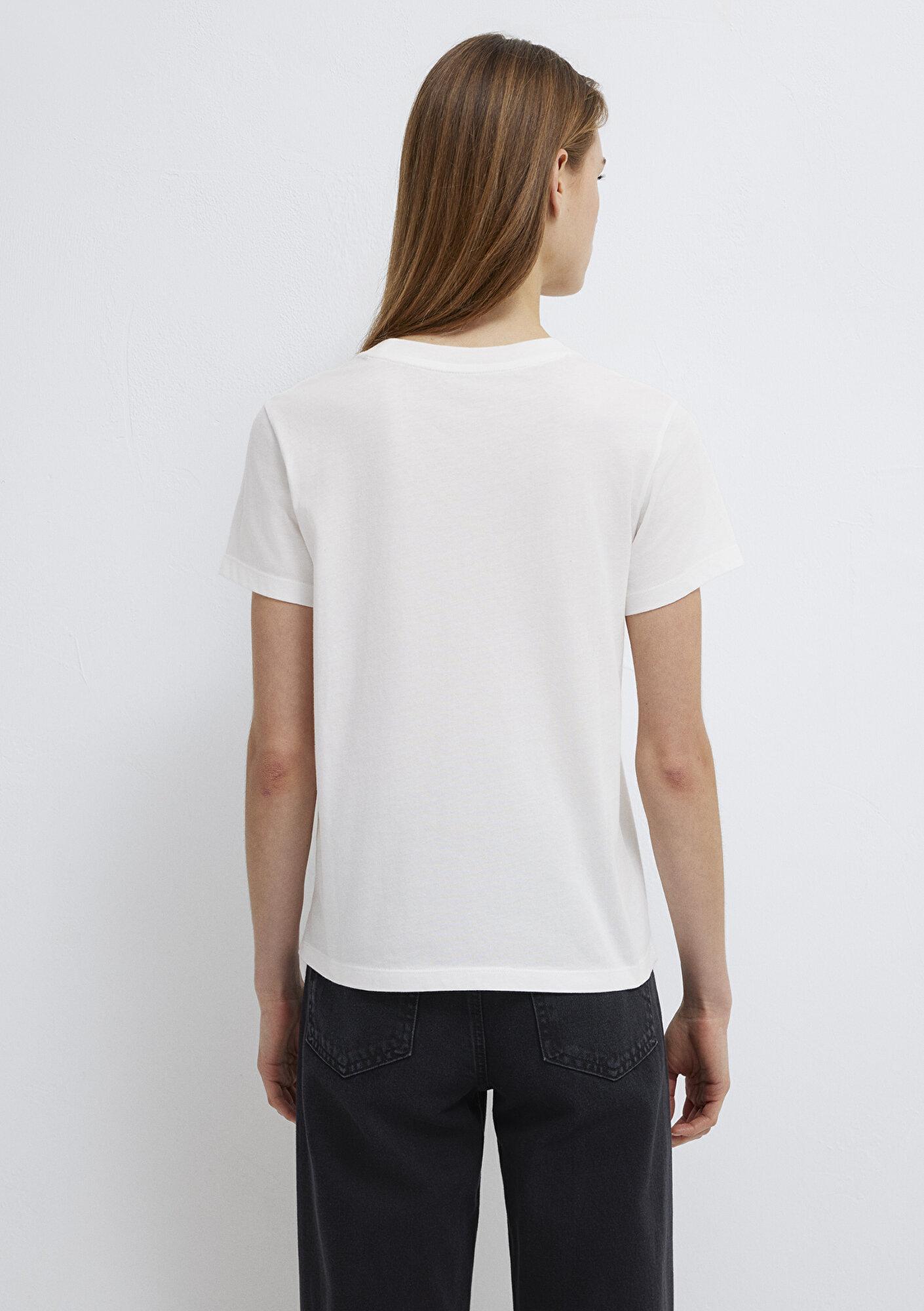 Mavi Mavi Logo Baskılı Beyaz Tişört Semi Slim Fit / Yarı Dar Kesim 1601185-33389