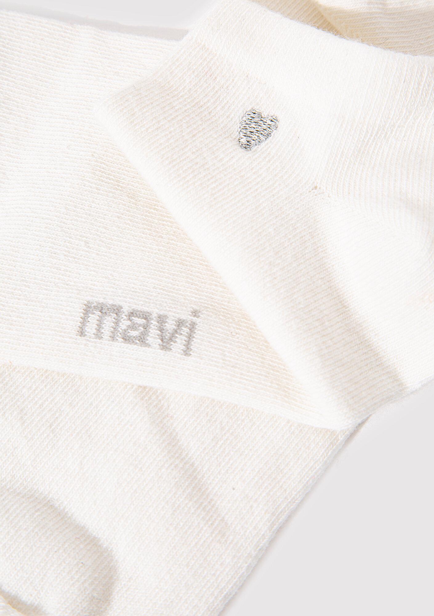 Mavi Kalp Nakış İşlemeli Beyaz Patik Çorap 1912793-620