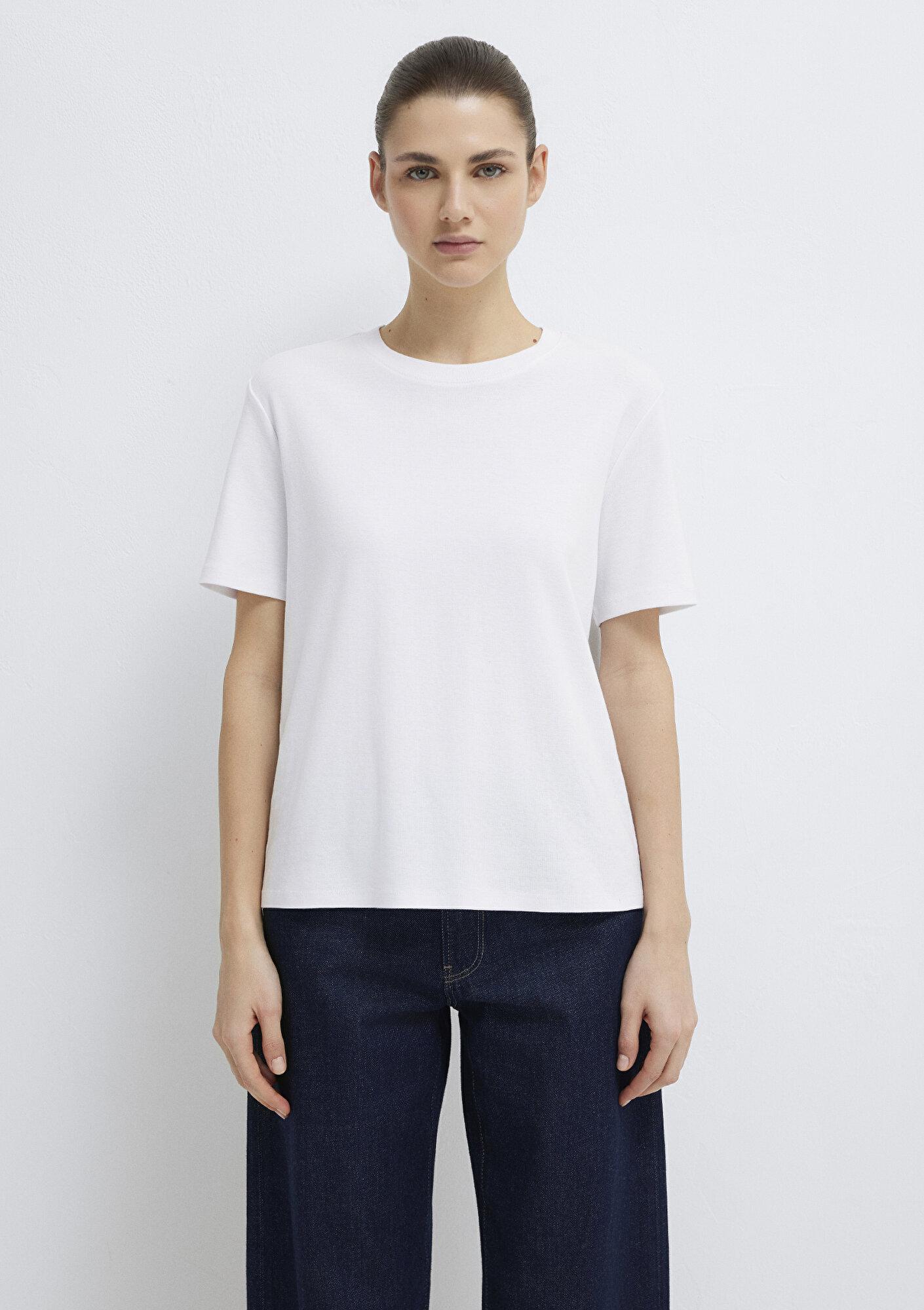 Mavi Beyaz Basic Tişört Semi Slim Fit / Yarı Dar Kesim 1612916-620