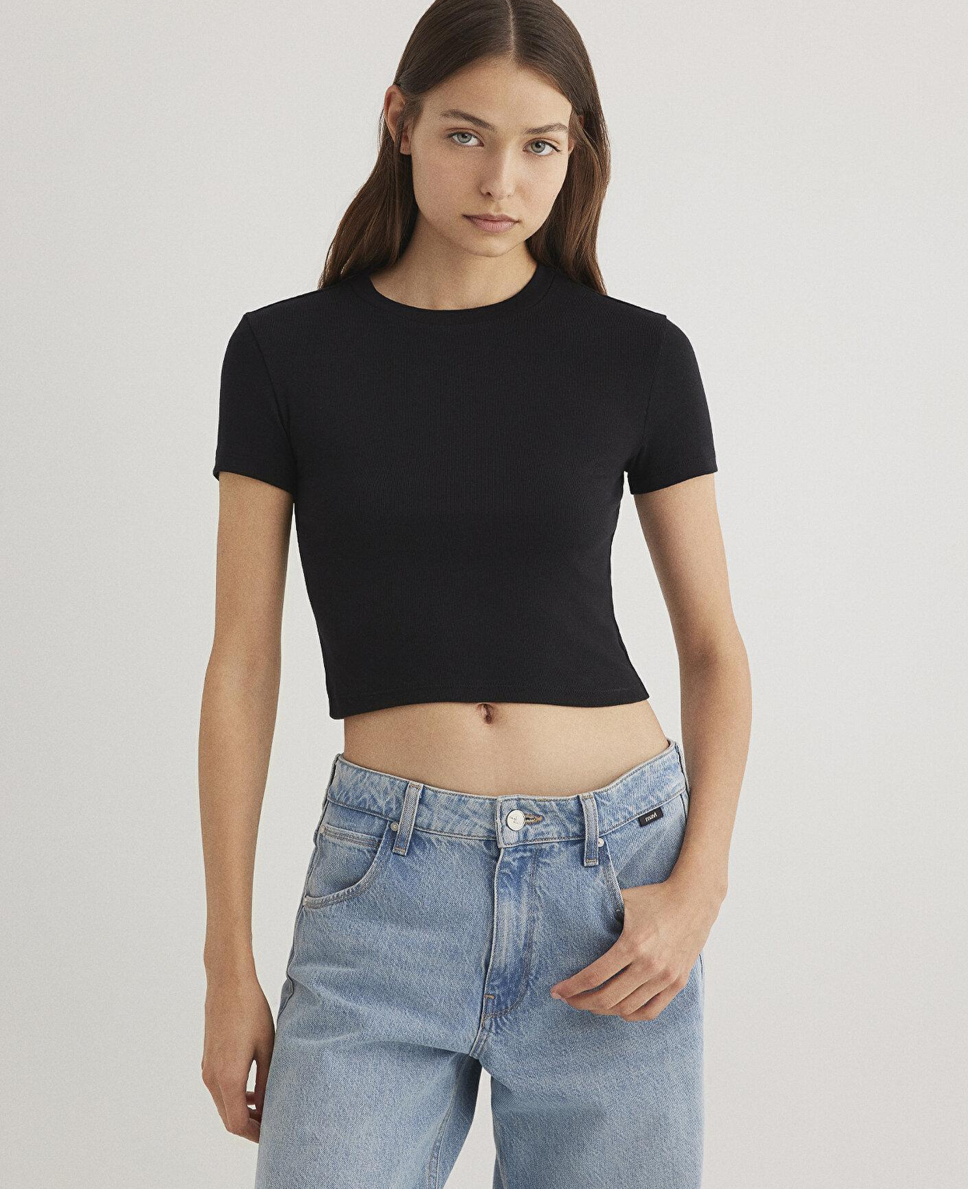 Mavi 2li Kadın Crop Basic Tişört Crop / Kısa Kesim 1613028-900