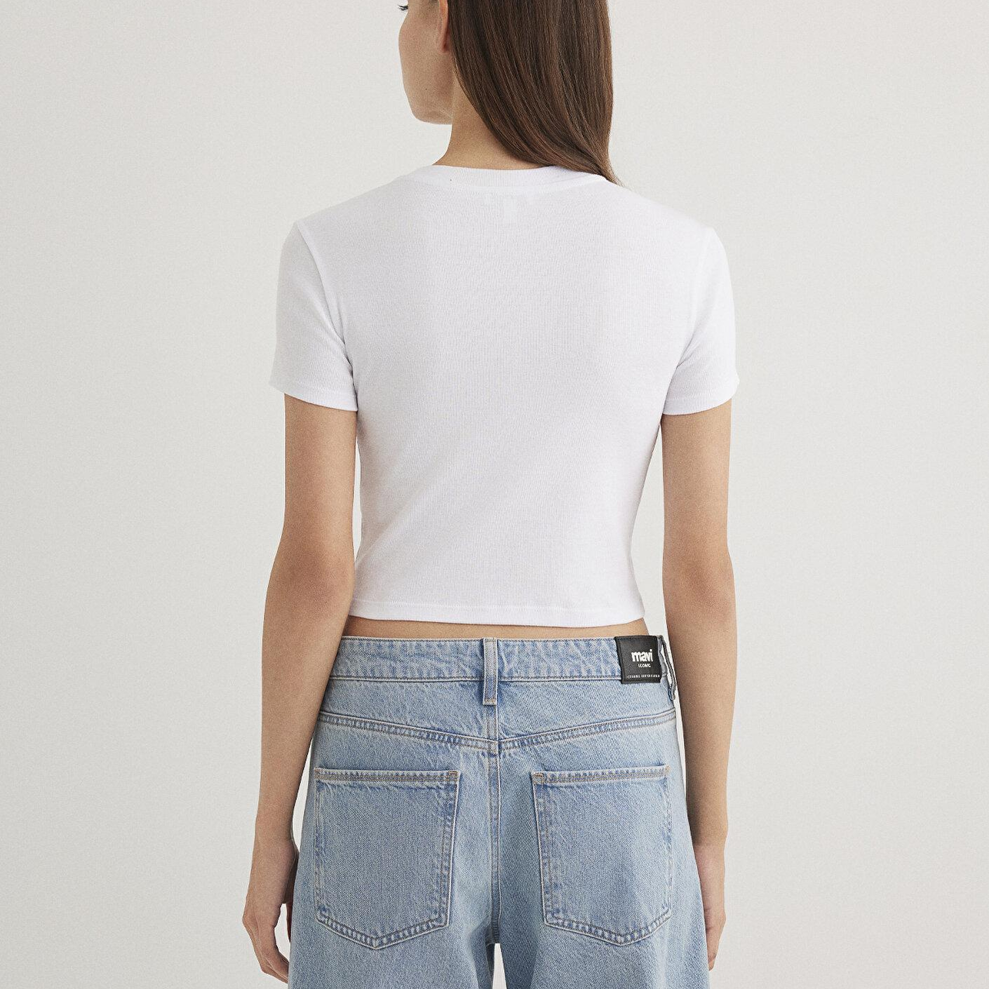 Mavi 2li Kadın Crop Basic Tişört Crop / Kısa Kesim 1613028-900