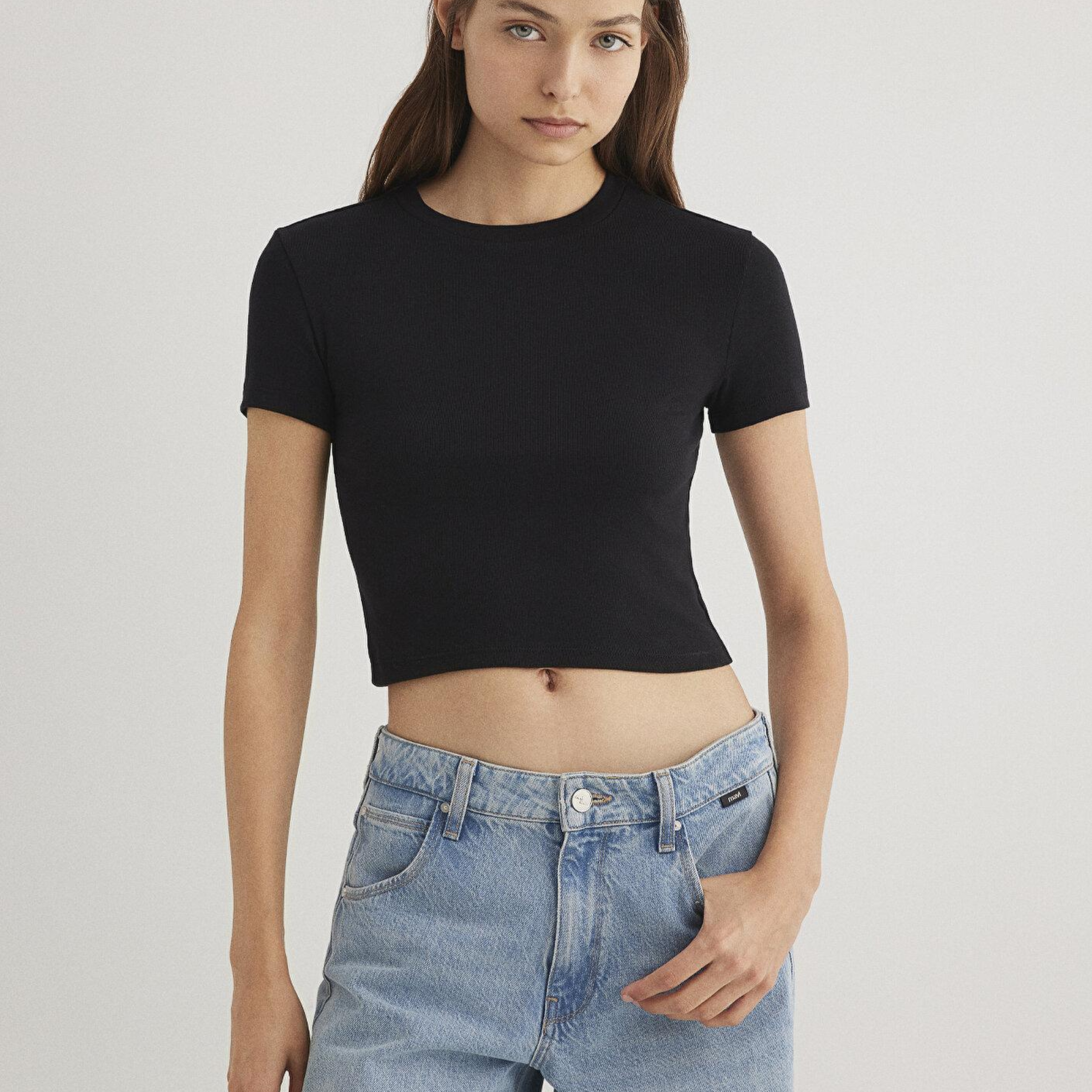 Mavi 2li Kadın Crop Basic Tişört Crop / Kısa Kesim 1613028-900