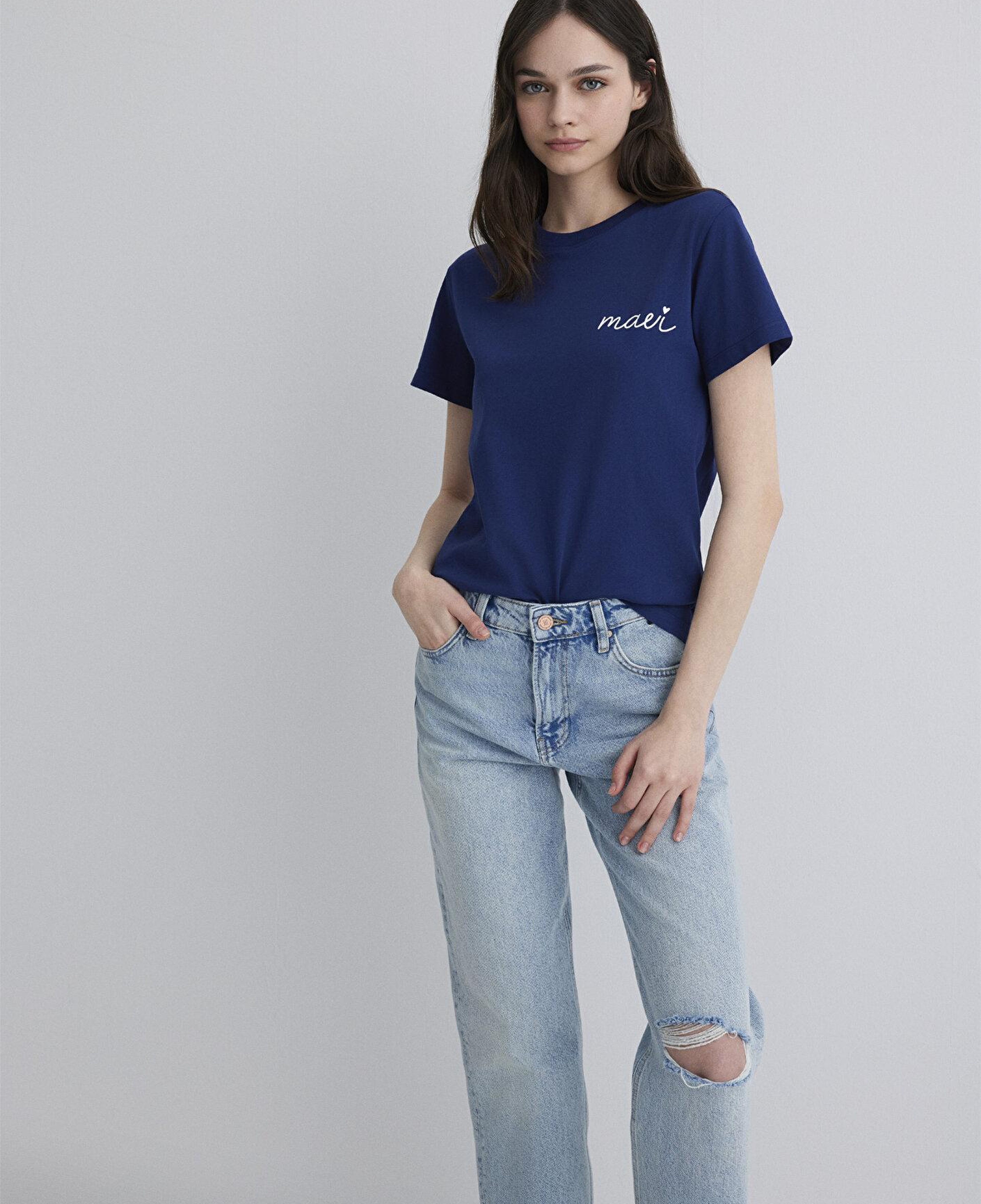 Mavi Mavi Logo Baskılı Lacivert Tişört Semi Slim Fit / Yarı Dar Kesim 1612962-70722