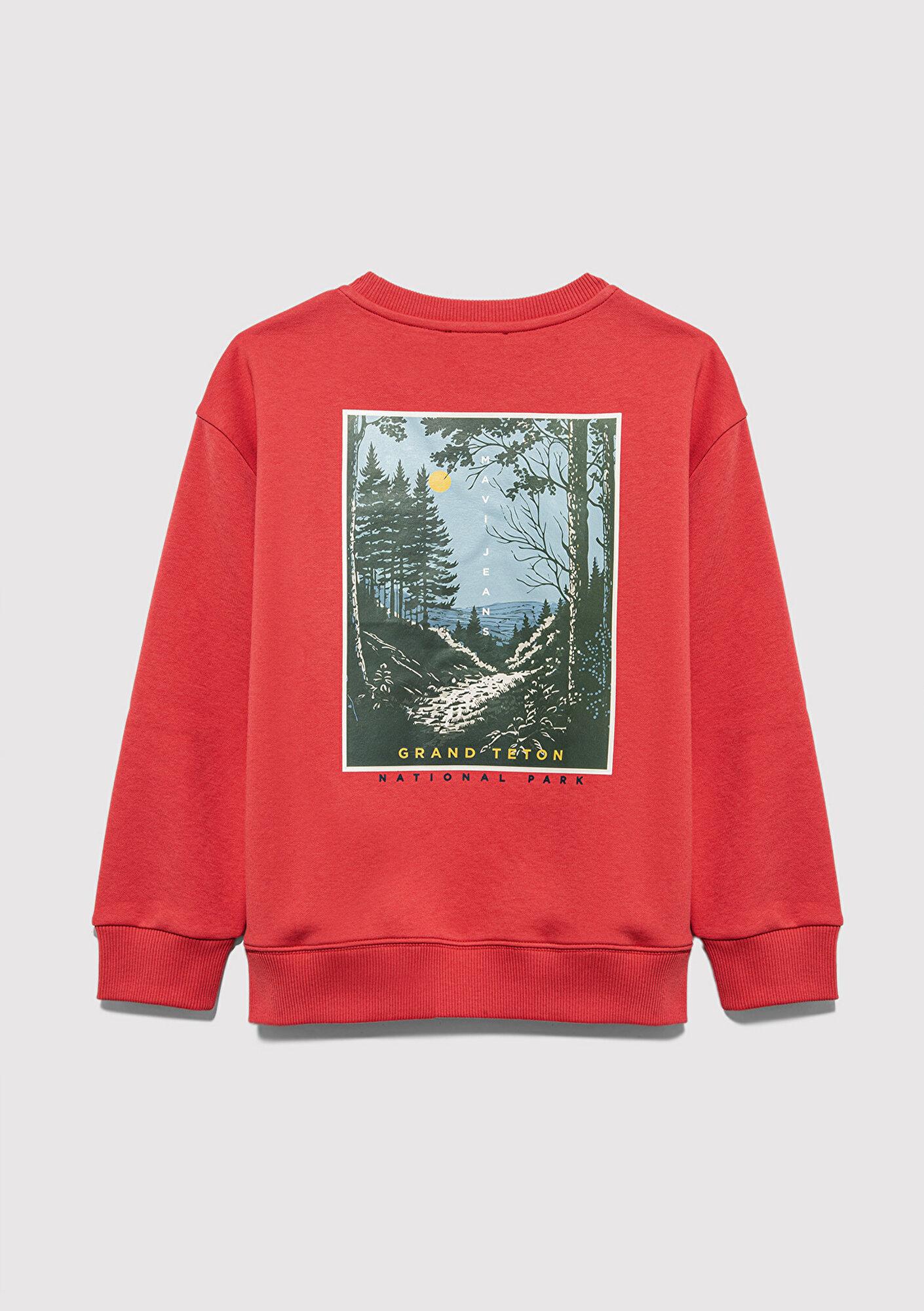 Mavi Nature Roams On Baskılı Turuncu Sweatshirt 6S10148-71079