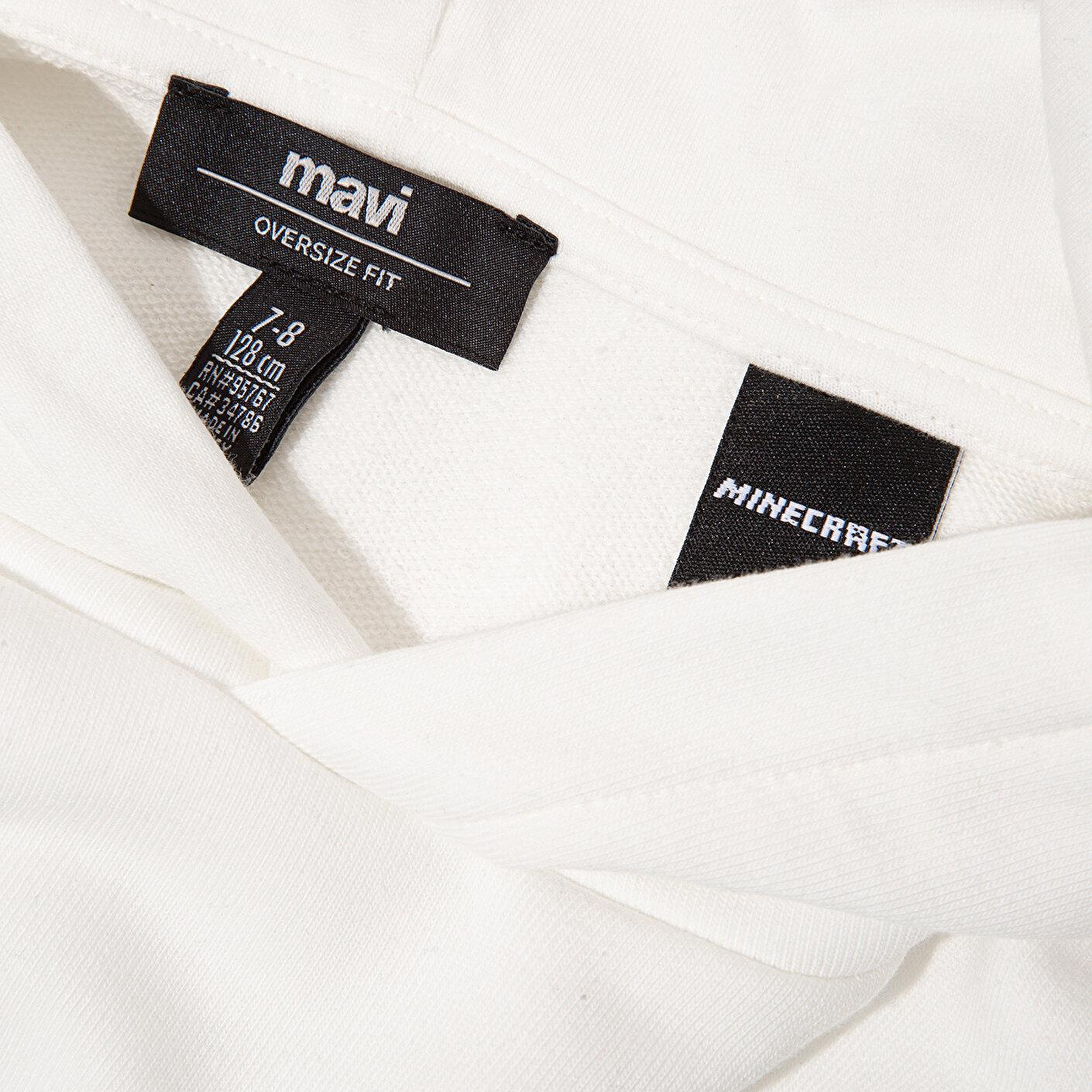 Mavi Minecraft Baskılı Kapüşonlu Ekru Sweatshirt. 6S10176-70057