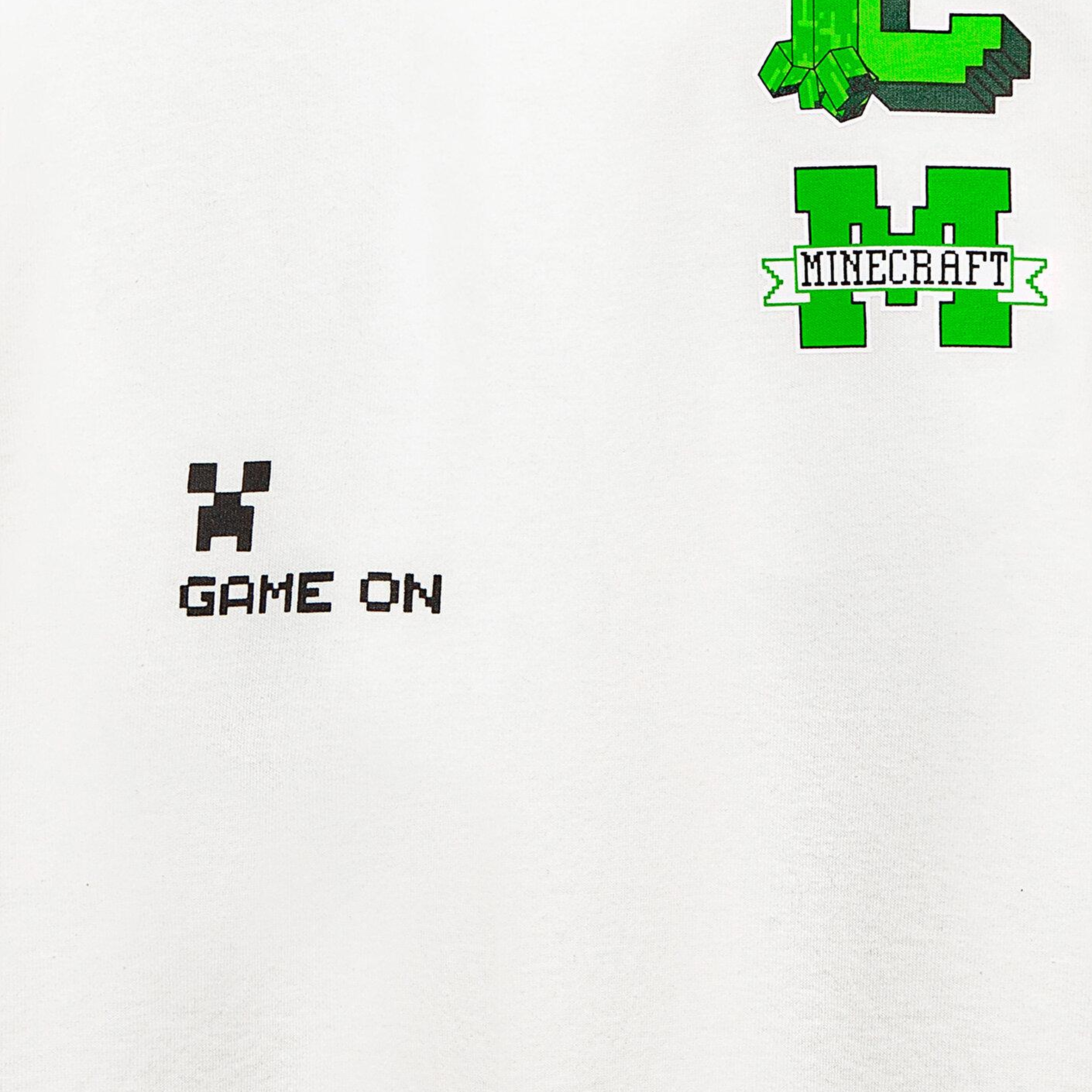 Mavi Minecraft Baskılı Kapüşonlu Ekru Sweatshirt. 6S10176-70057