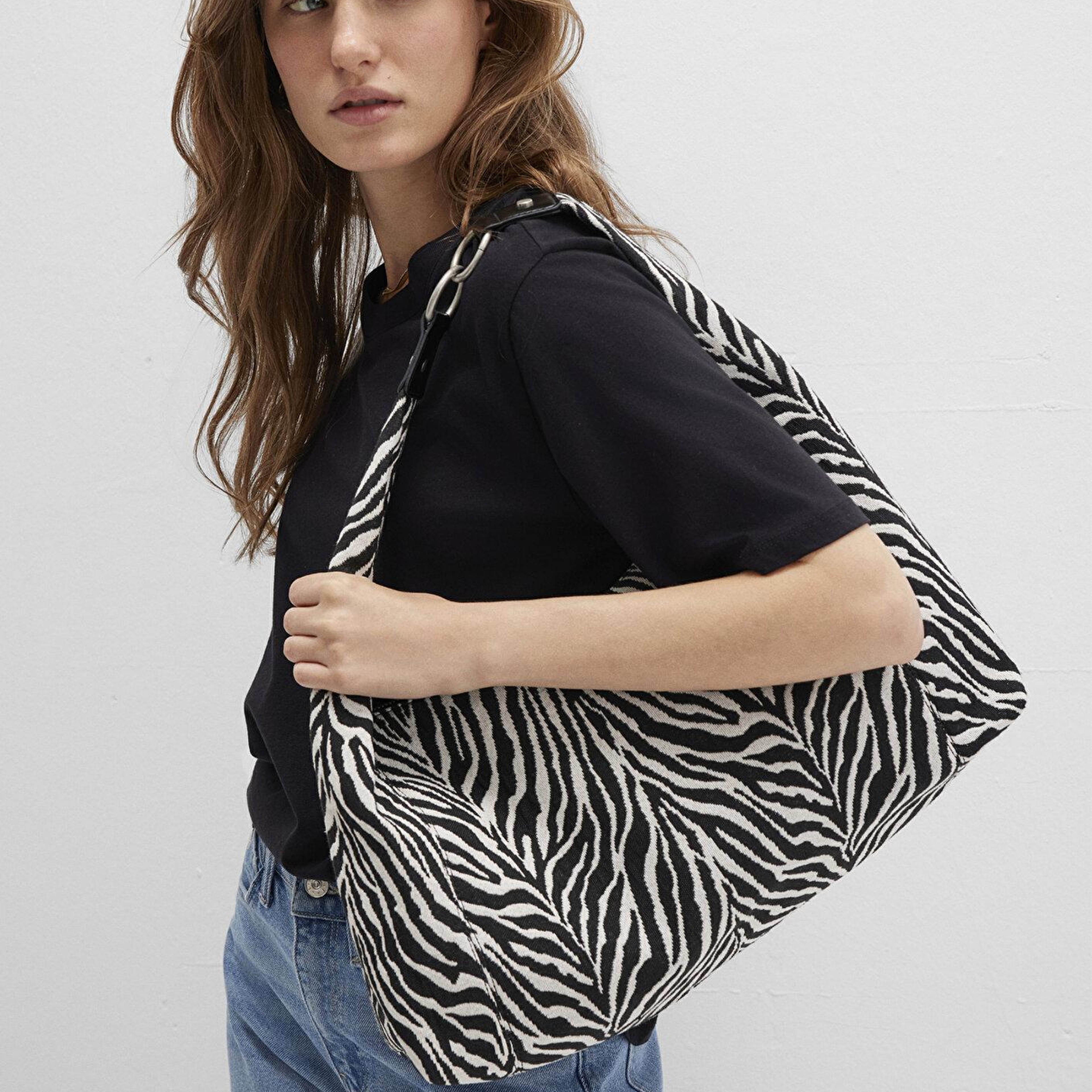 Mavi Zebra Desenli  Omuz Çantası 1913508-20933