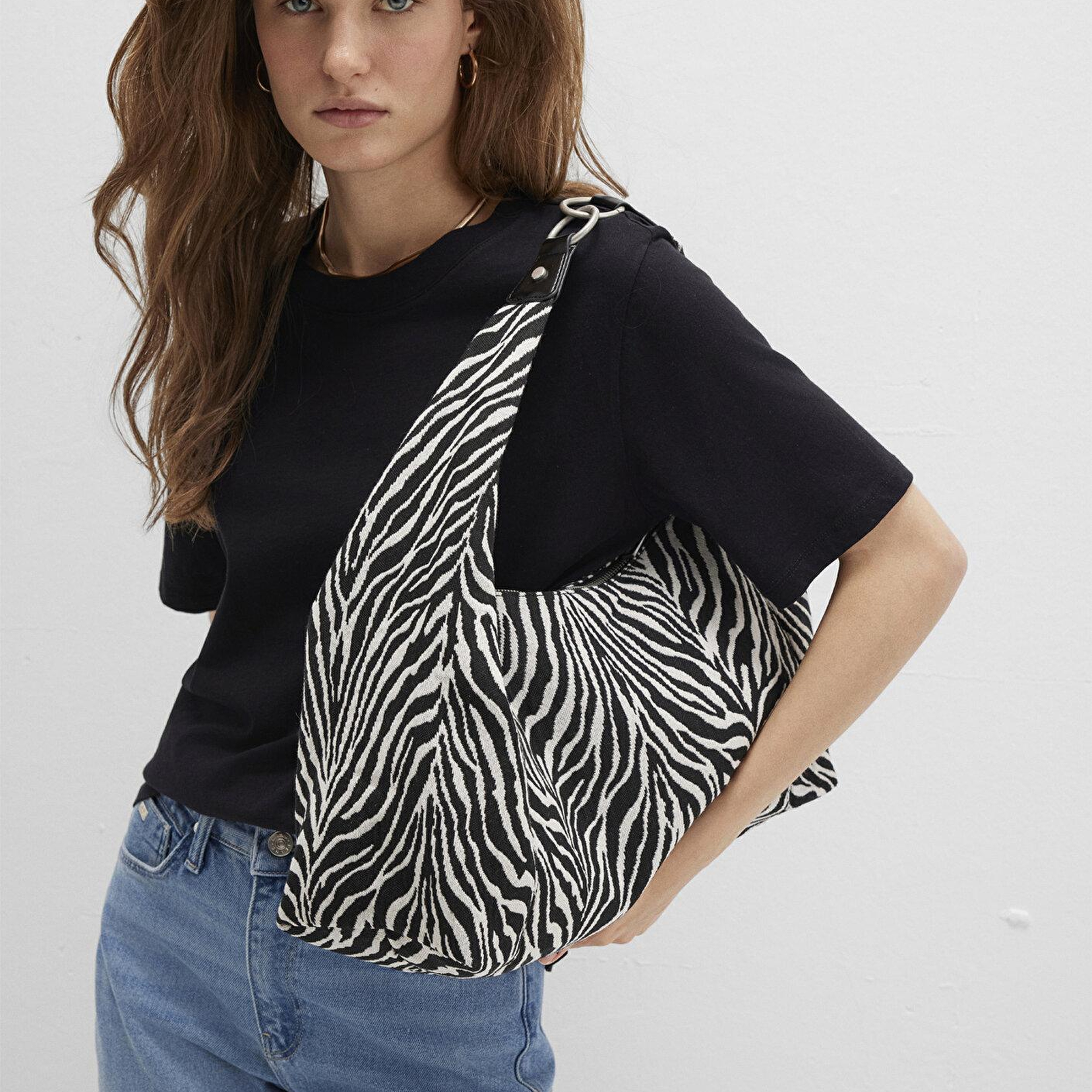 Mavi Zebra Desenli  Omuz Çantası 1913508-20933