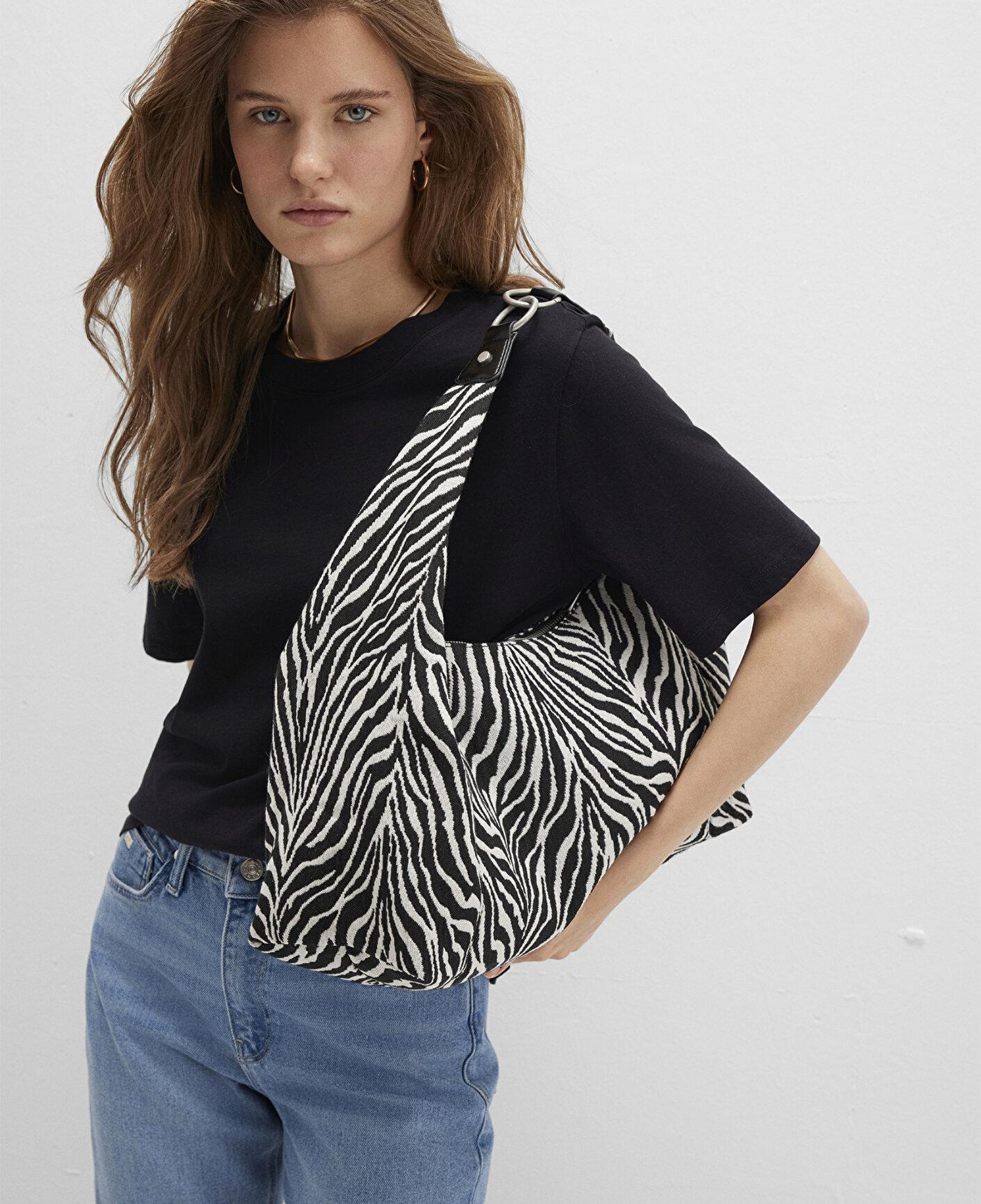 Mavi Zebra Desenli  Omuz Çantası 1913508-20933