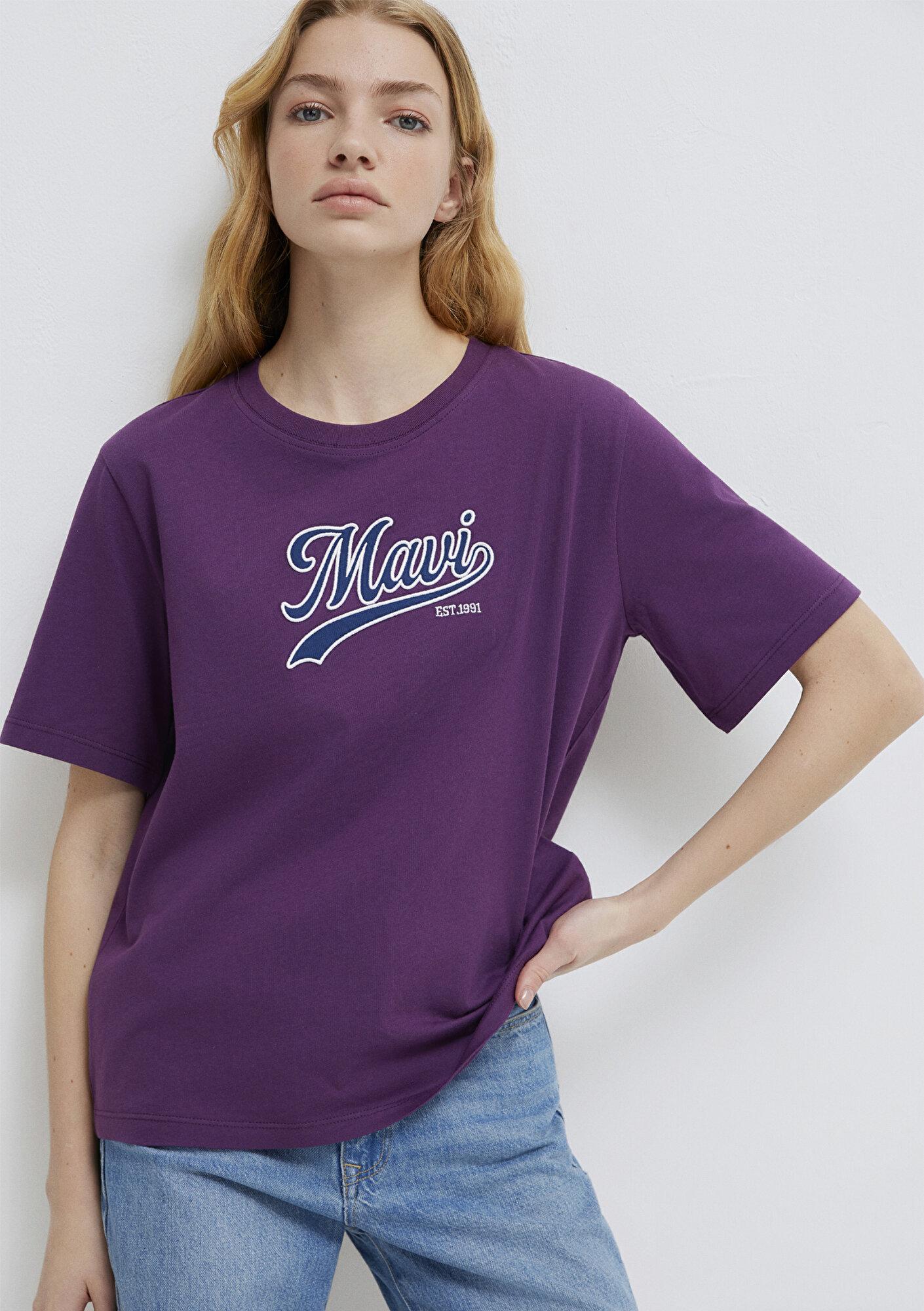 Mavi Mavi Logo Baskılı Mor Tişört Regular Fit / Normal Kesim 1613565-70679