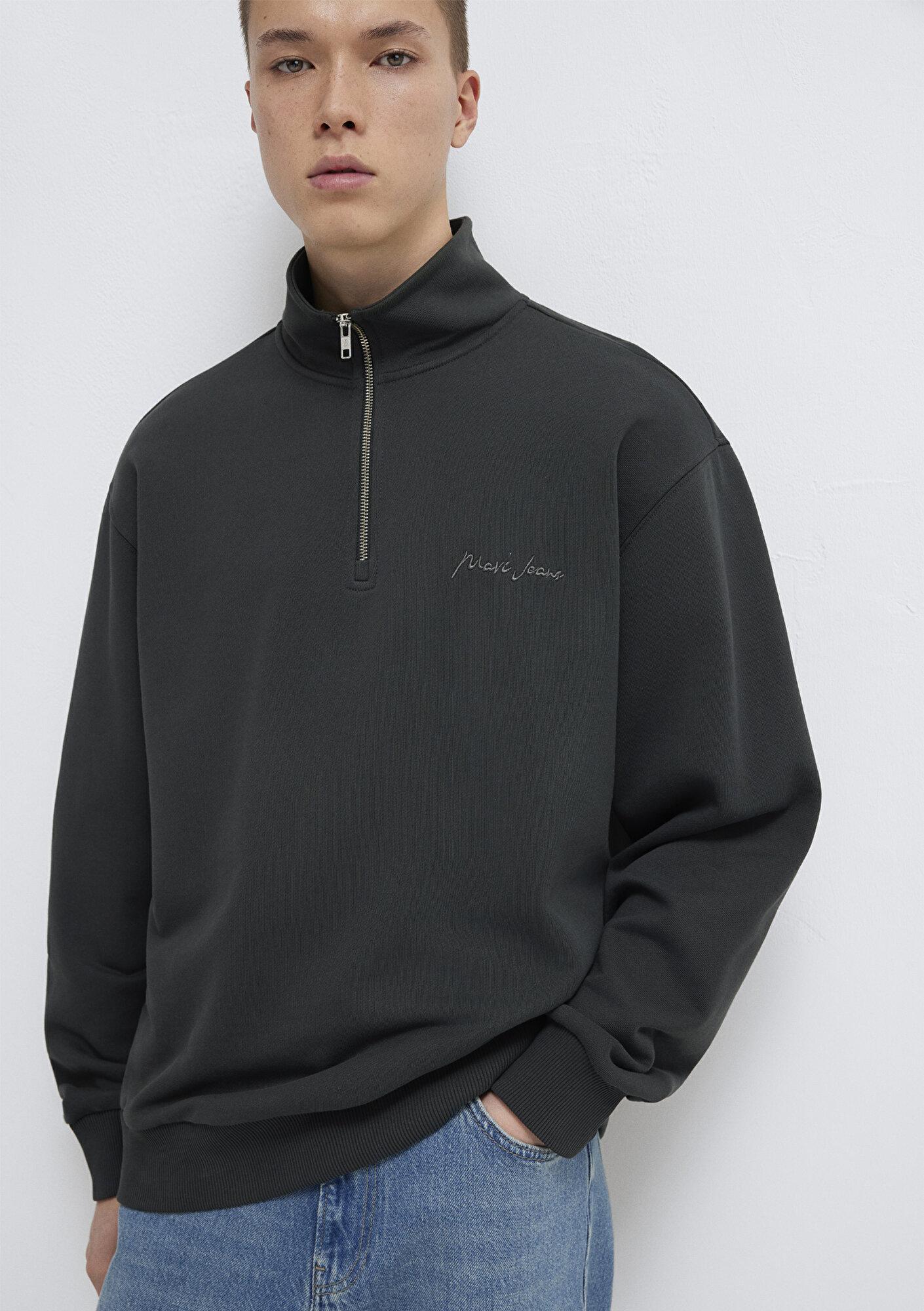 Mavi Mavi Jeans Yarı Fermuarlı Antrasit  Sweatshirt 0S10555-70092