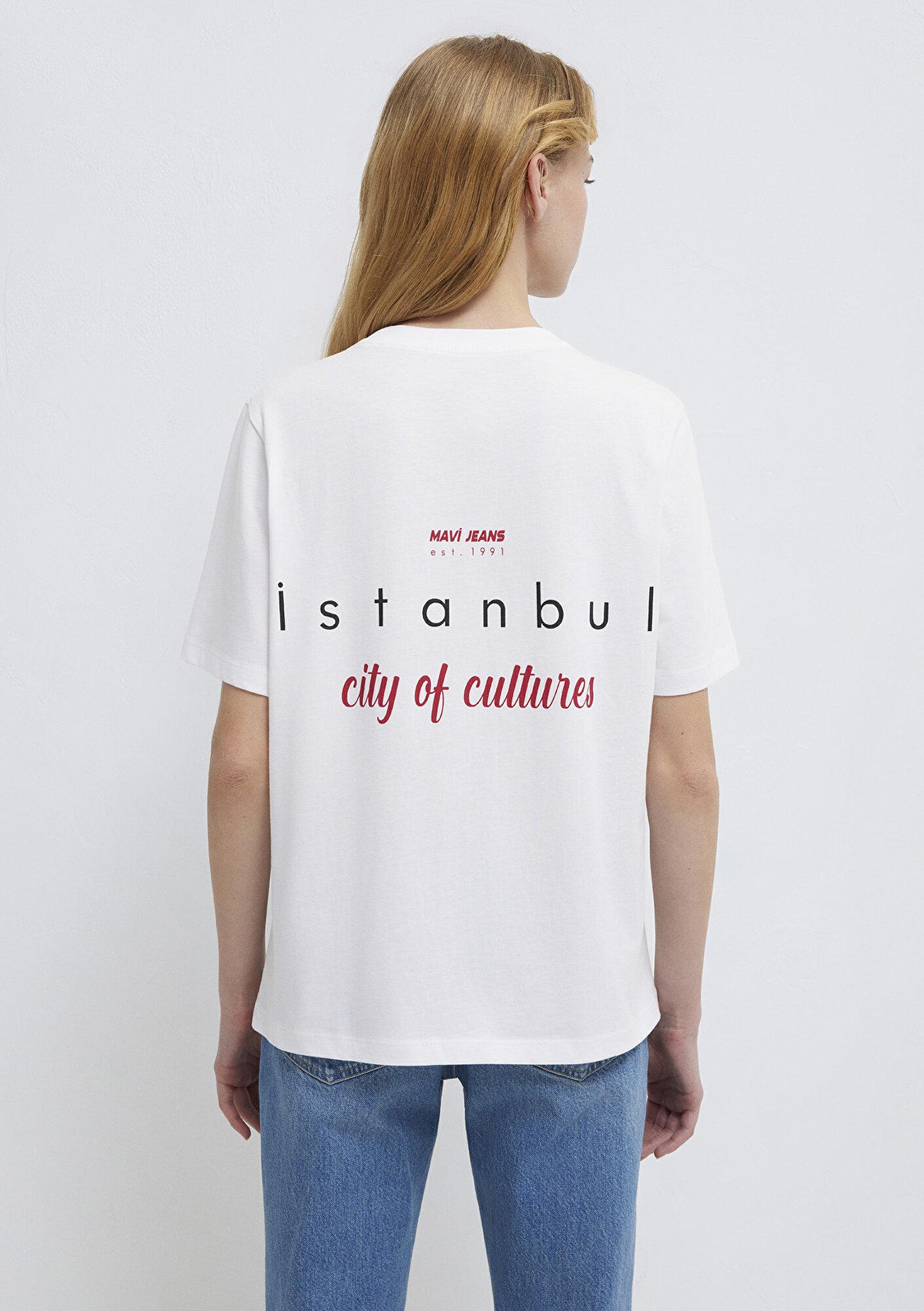 Mavi İstanbul Baskılı Beyaz Tişört Regular Fit / Normal Kesim 1613737-620