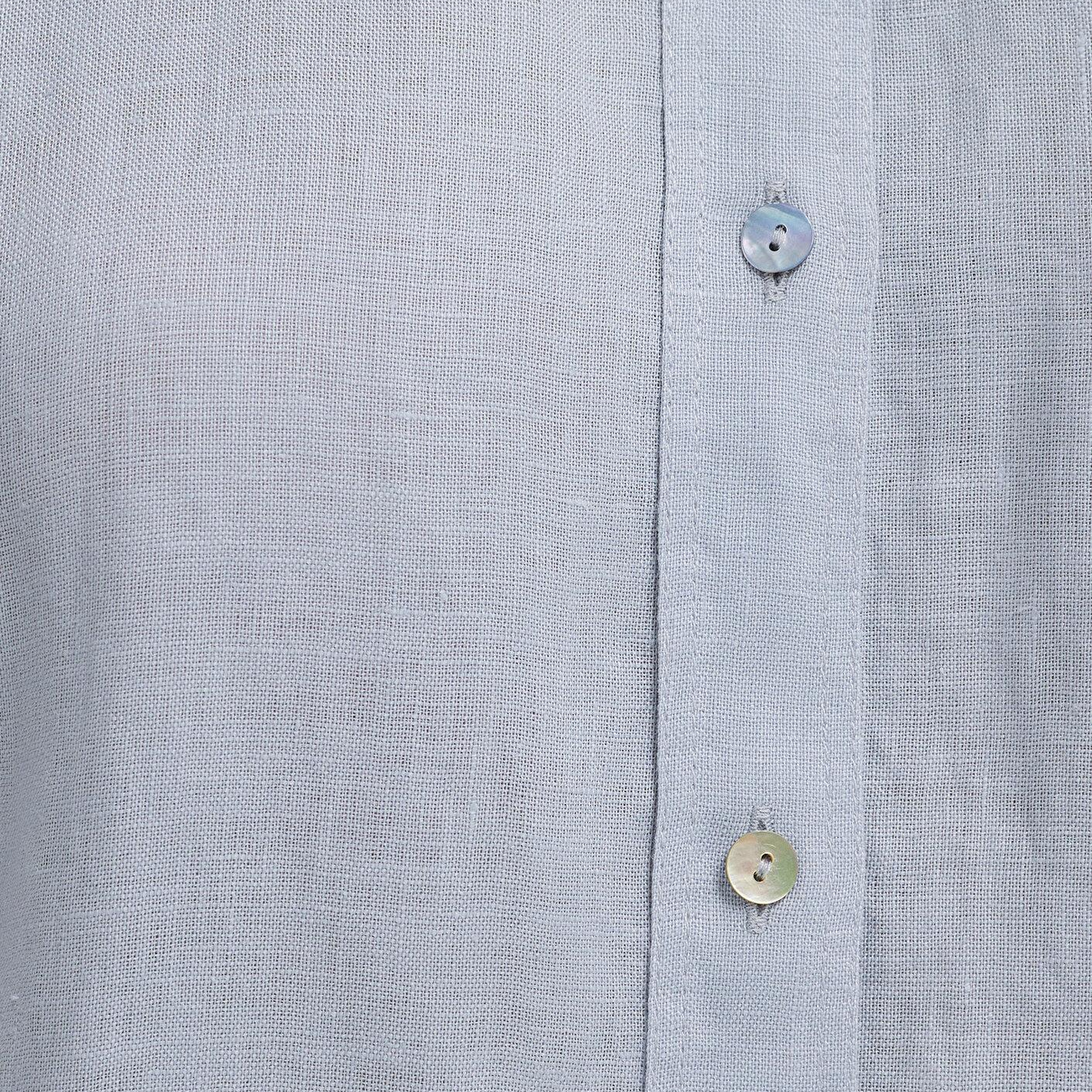 Mavi Açık Mavi Keten Gömlek Loose Fit / Bol Rahat Kesim 1210747-70802