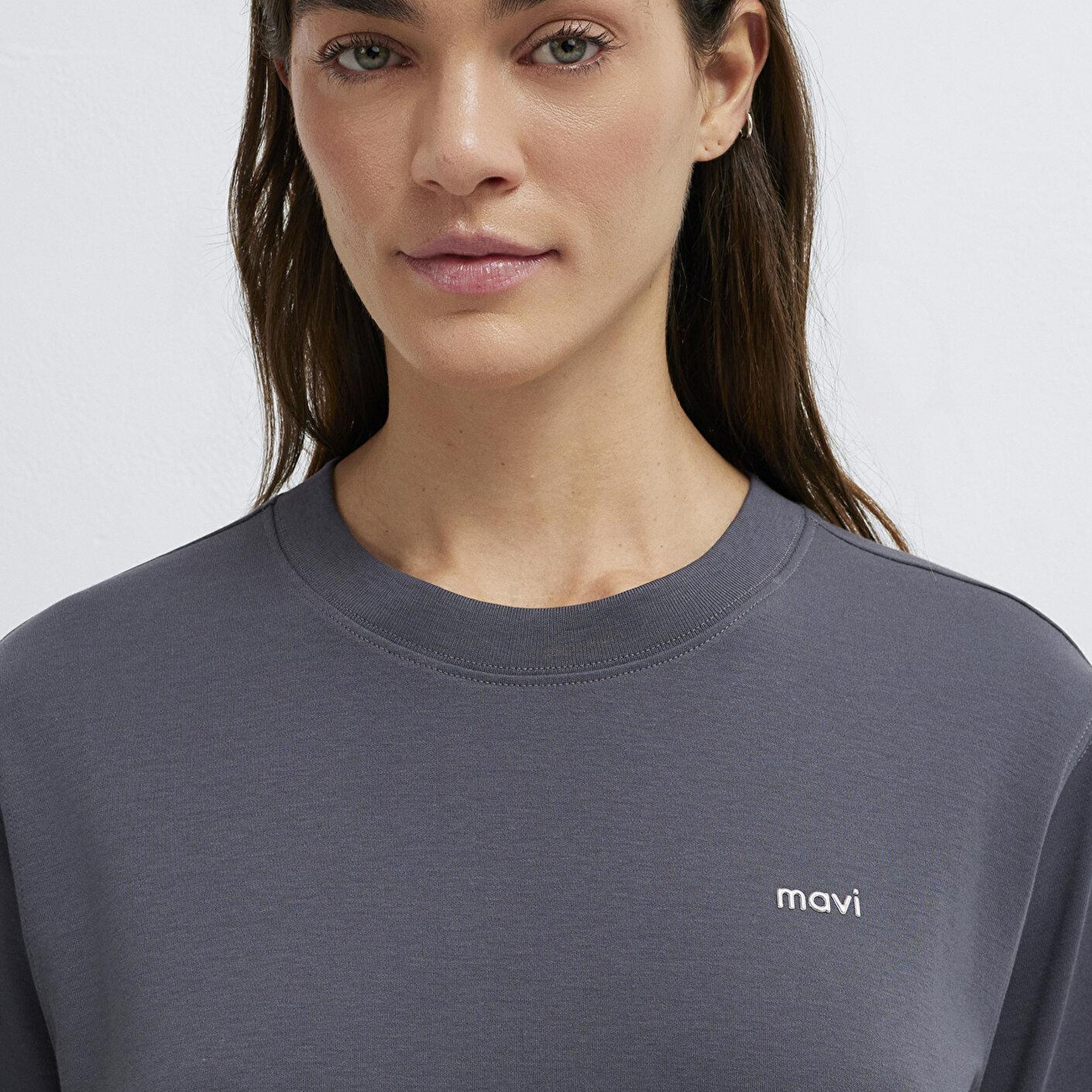 Mavi Mavi Logo Baskılı Gri Tişört Regular Fit / Normal Kesim 1613882-83620