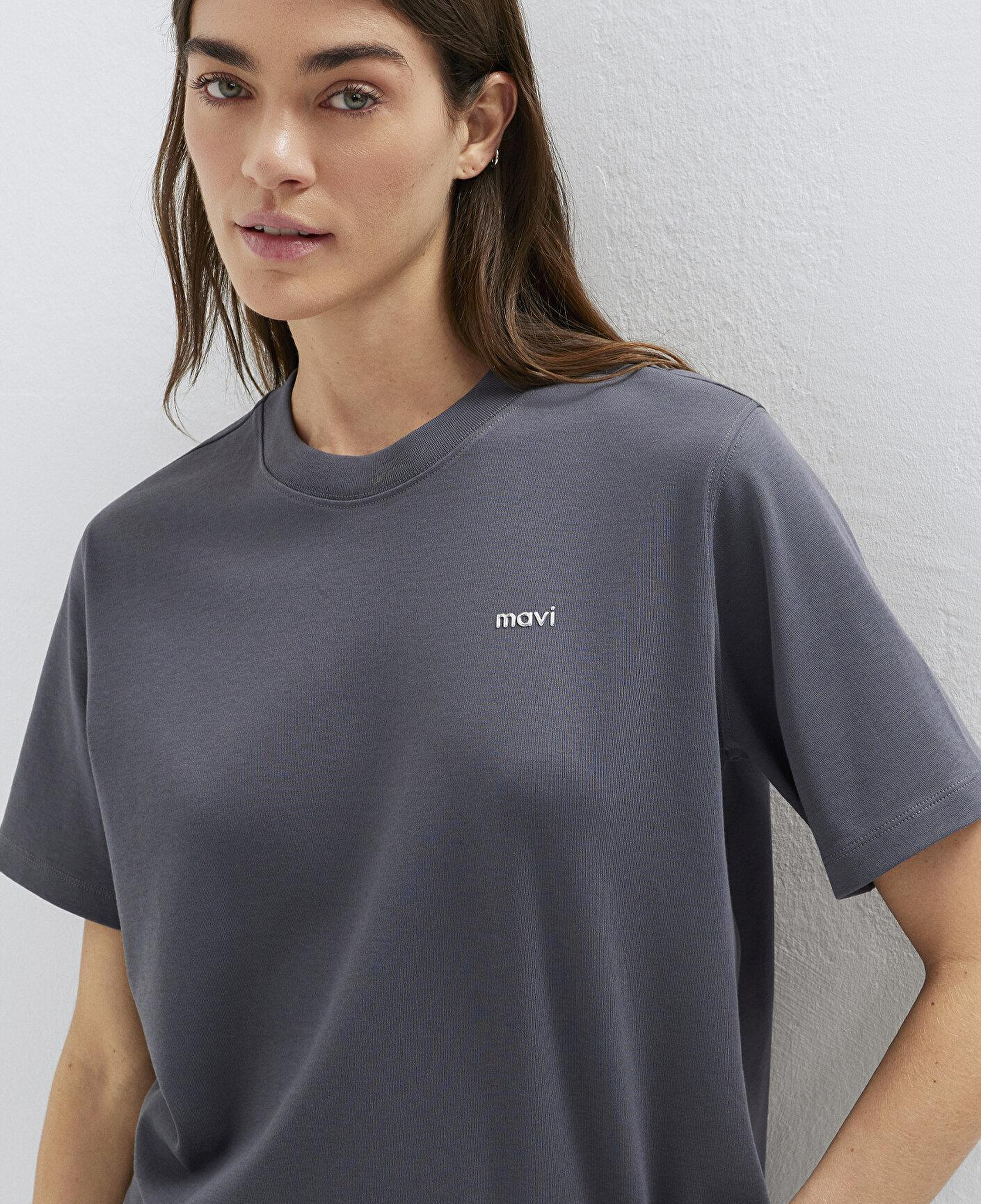 Mavi Mavi Logo Baskılı Gri Tişört Regular Fit / Normal Kesim 1613882-83620