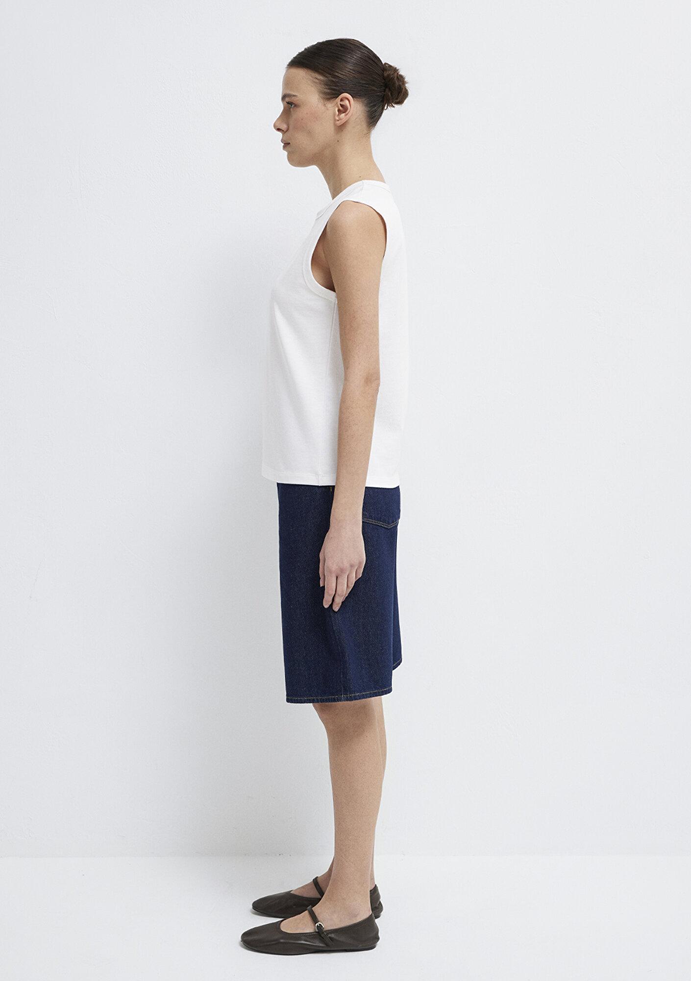 Mavi Beyaz Basic Atlet Slim Fit / Dar Kesim 1614066-70057
