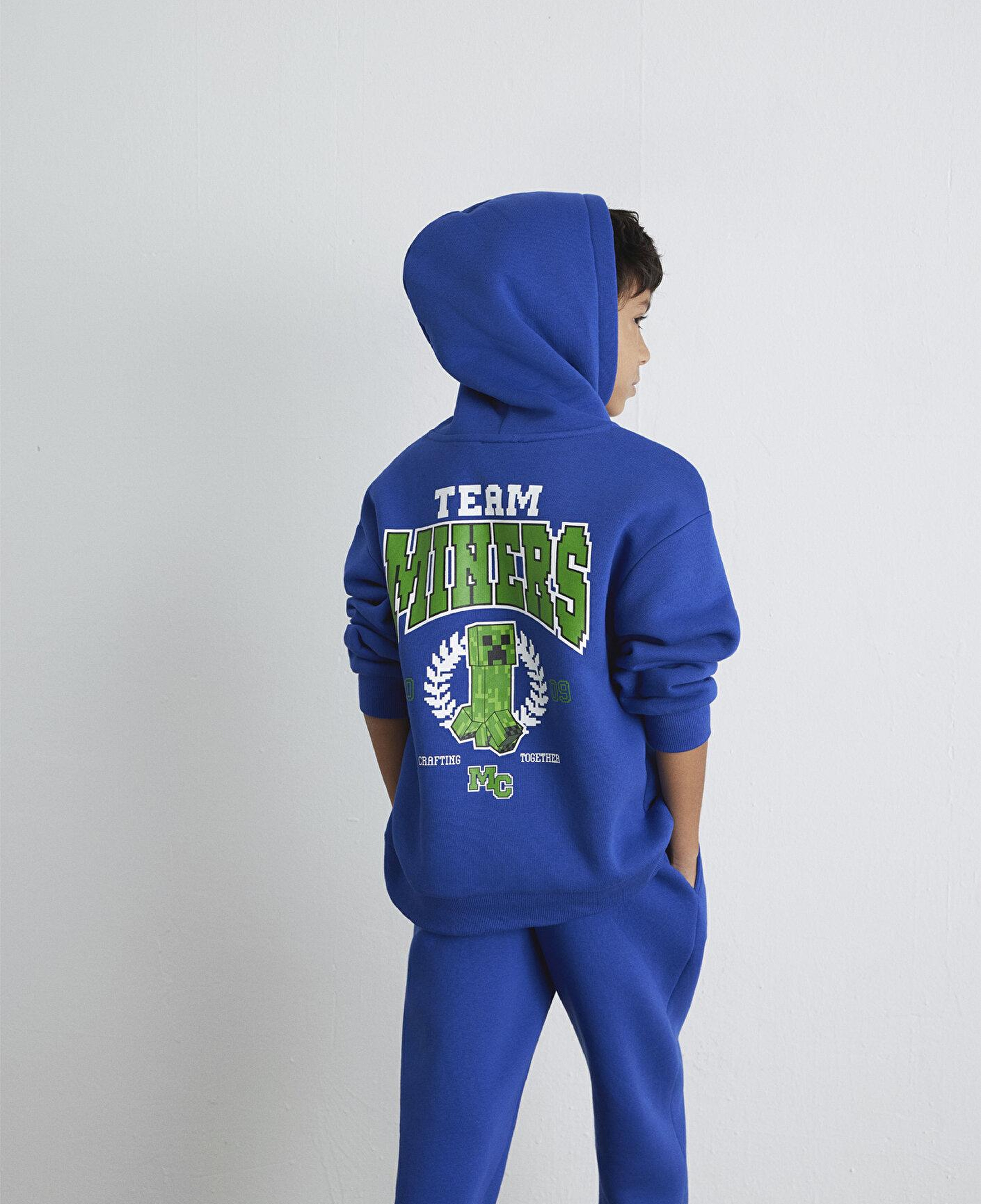 Mavi Minecraft Baskılı Mavi Sweatshirt 6S10174-70896