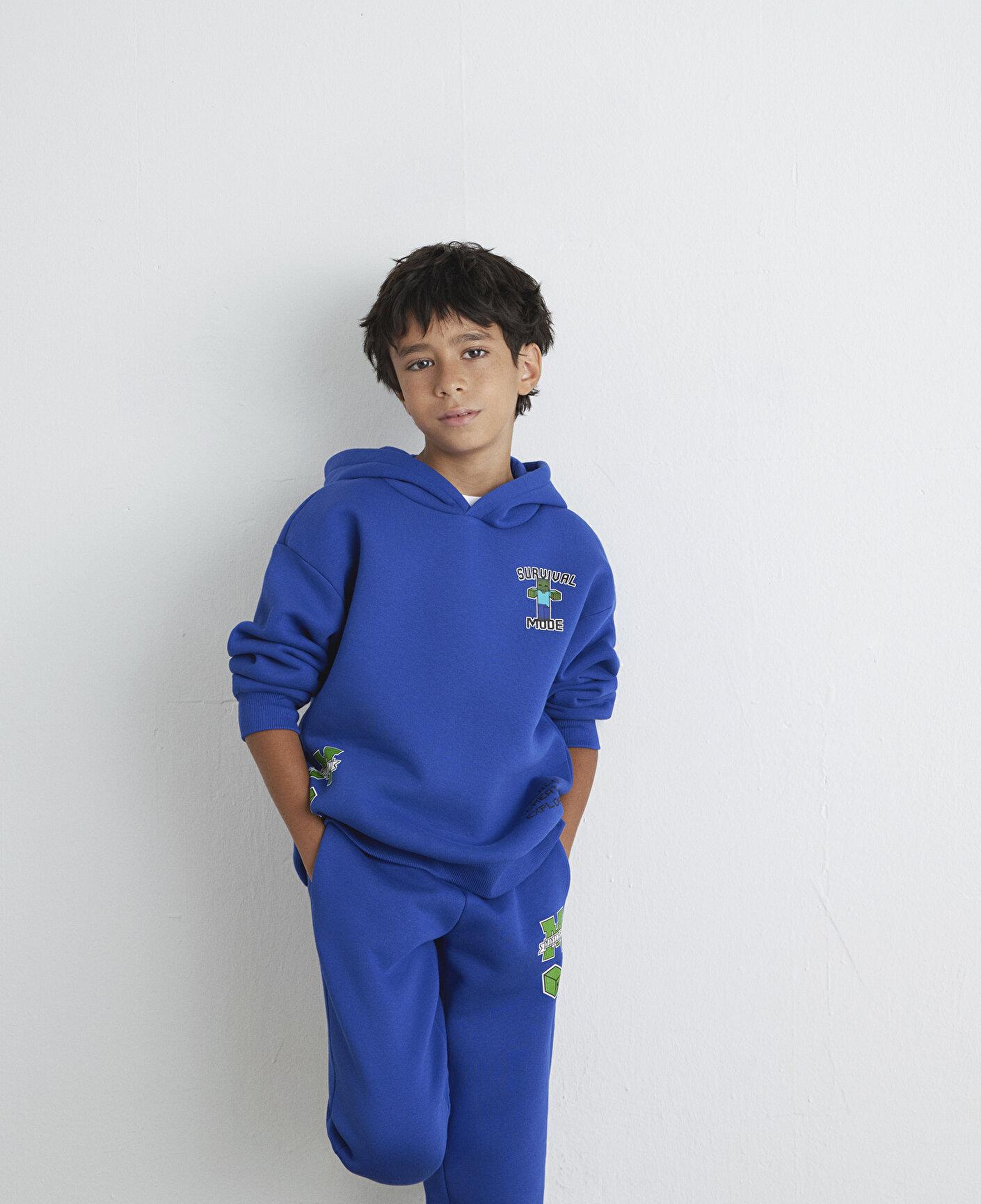 Mavi Minecraft Baskılı Mavi Sweatshirt 6S10174-70896