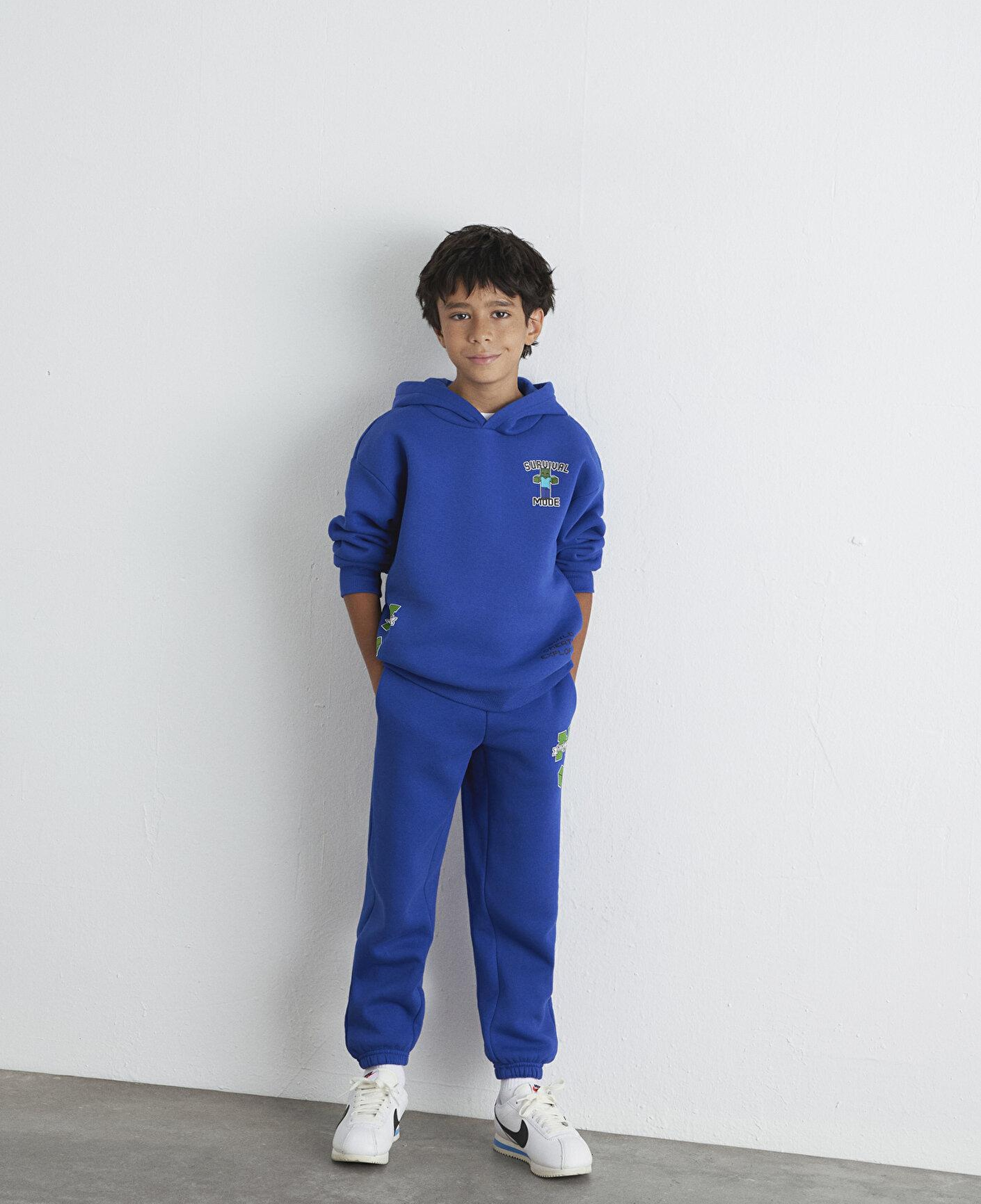 Mavi Minecraft Baskılı Mavi Sweatshirt 6S10174-70896