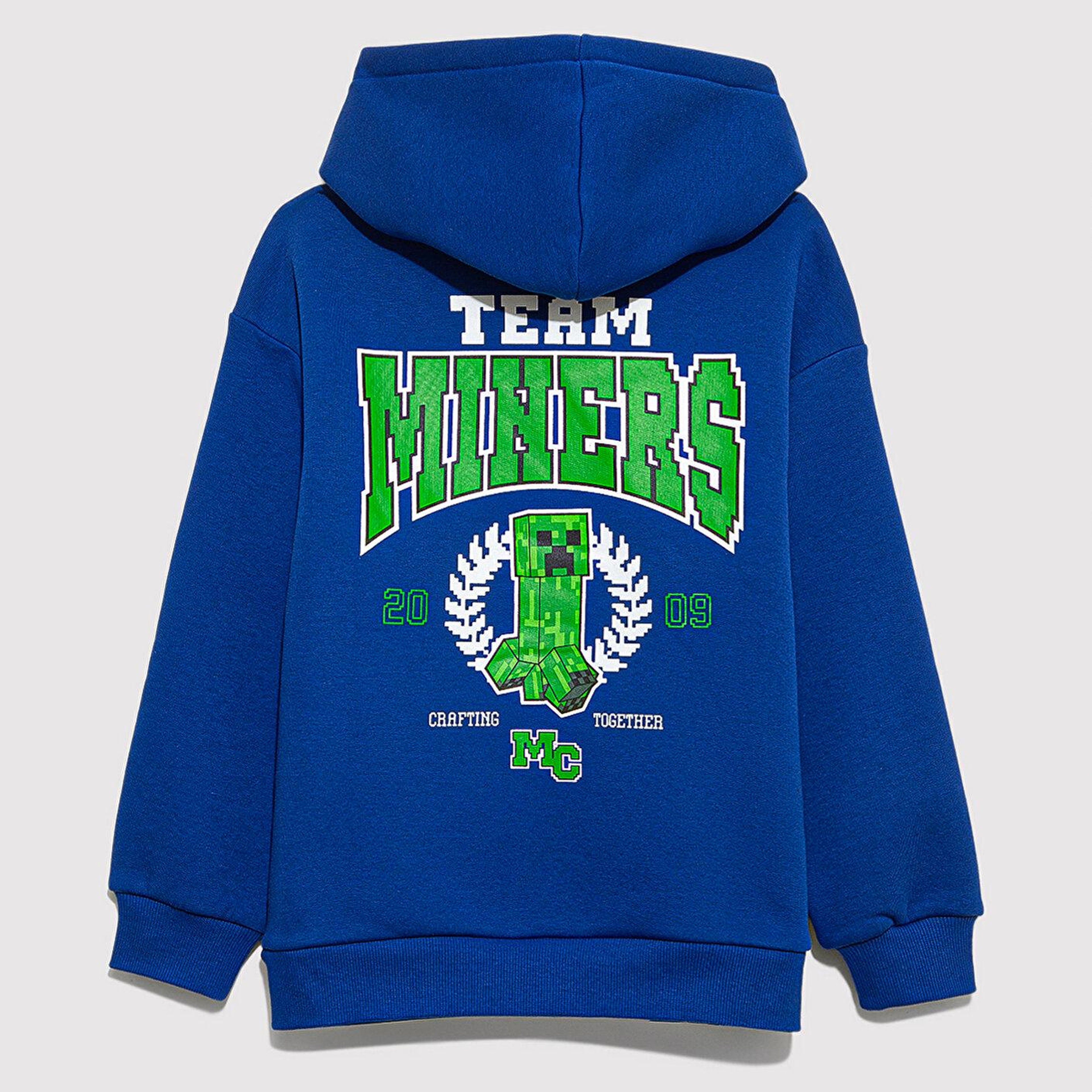 Mavi Minecraft Baskılı Mavi Sweatshirt 6S10174-70896