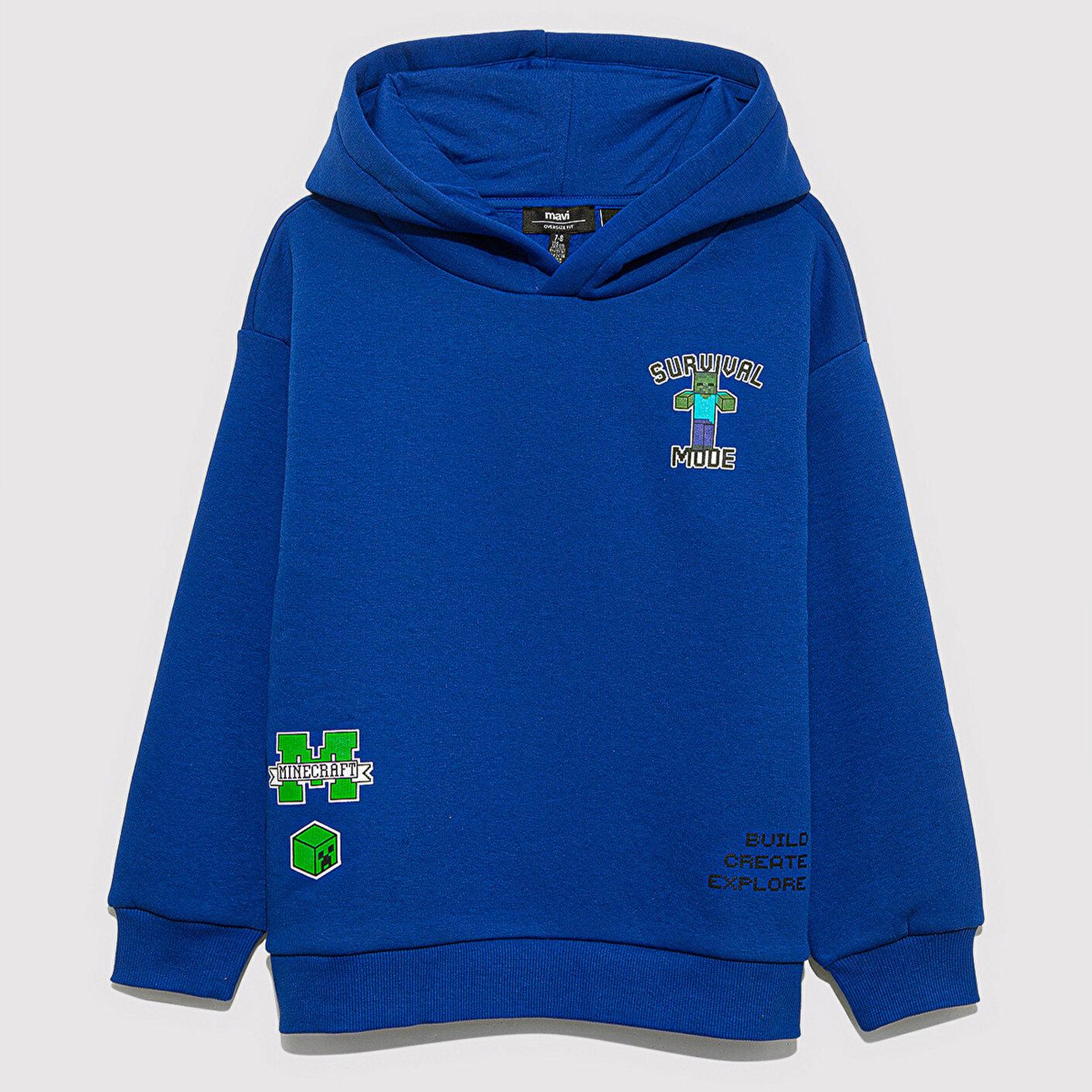 Mavi Minecraft Baskılı Mavi Sweatshirt 6S10174-70896