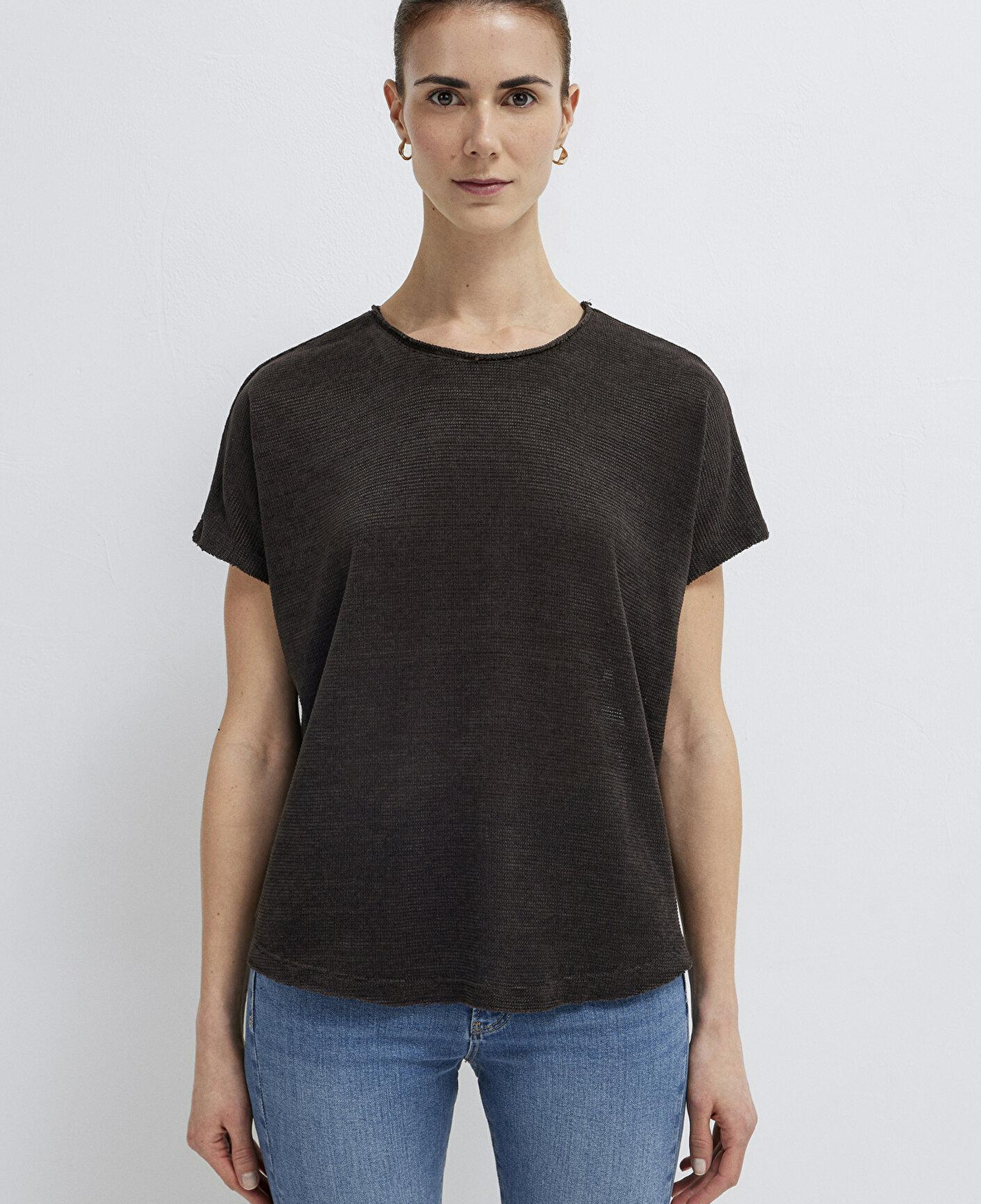 Mavi Dokulu Antrasit Basic Tişört Loose Fit / Bol Rahat Kesim 167311-70087