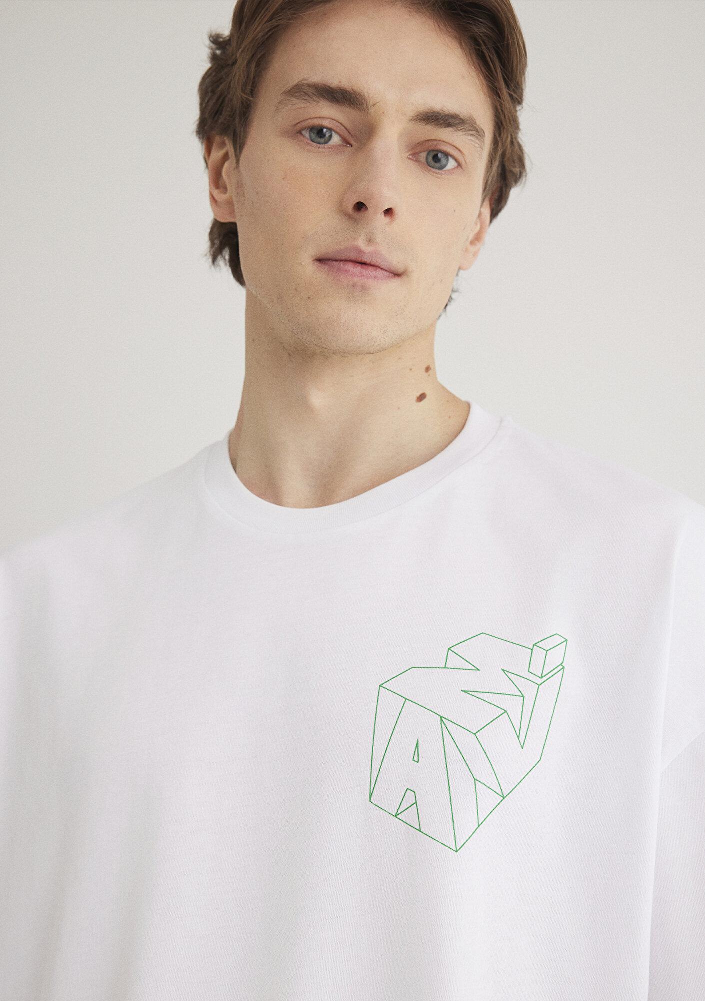 Mavi Mavi Logo Sırt Baskılı Beyaz Tişört Oversize / Geniş Kesim 0610320-602