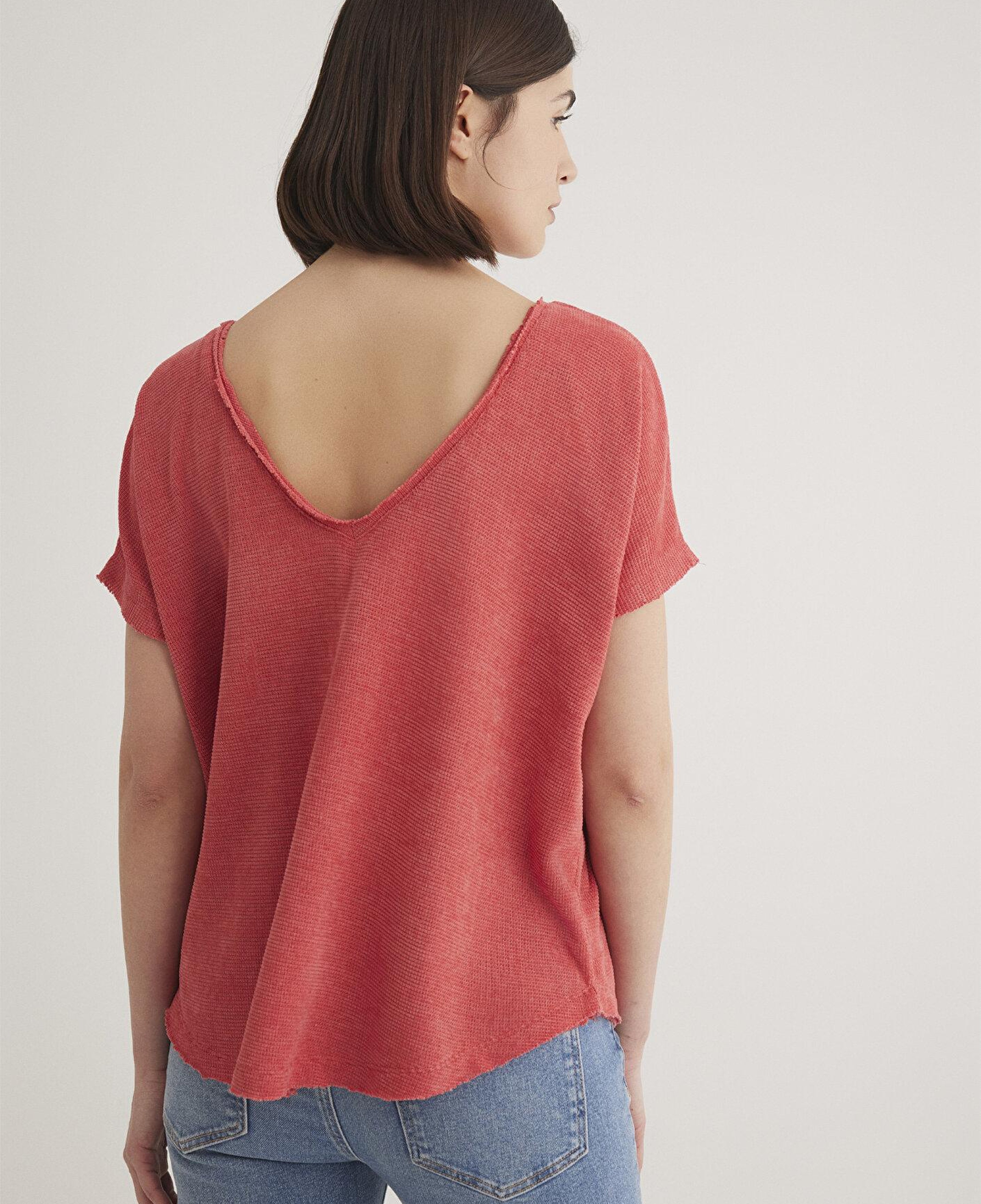Mavi Dokulu Pembe Basic Tişört Loose Fit / Bol Rahat Kesim 167311-71102