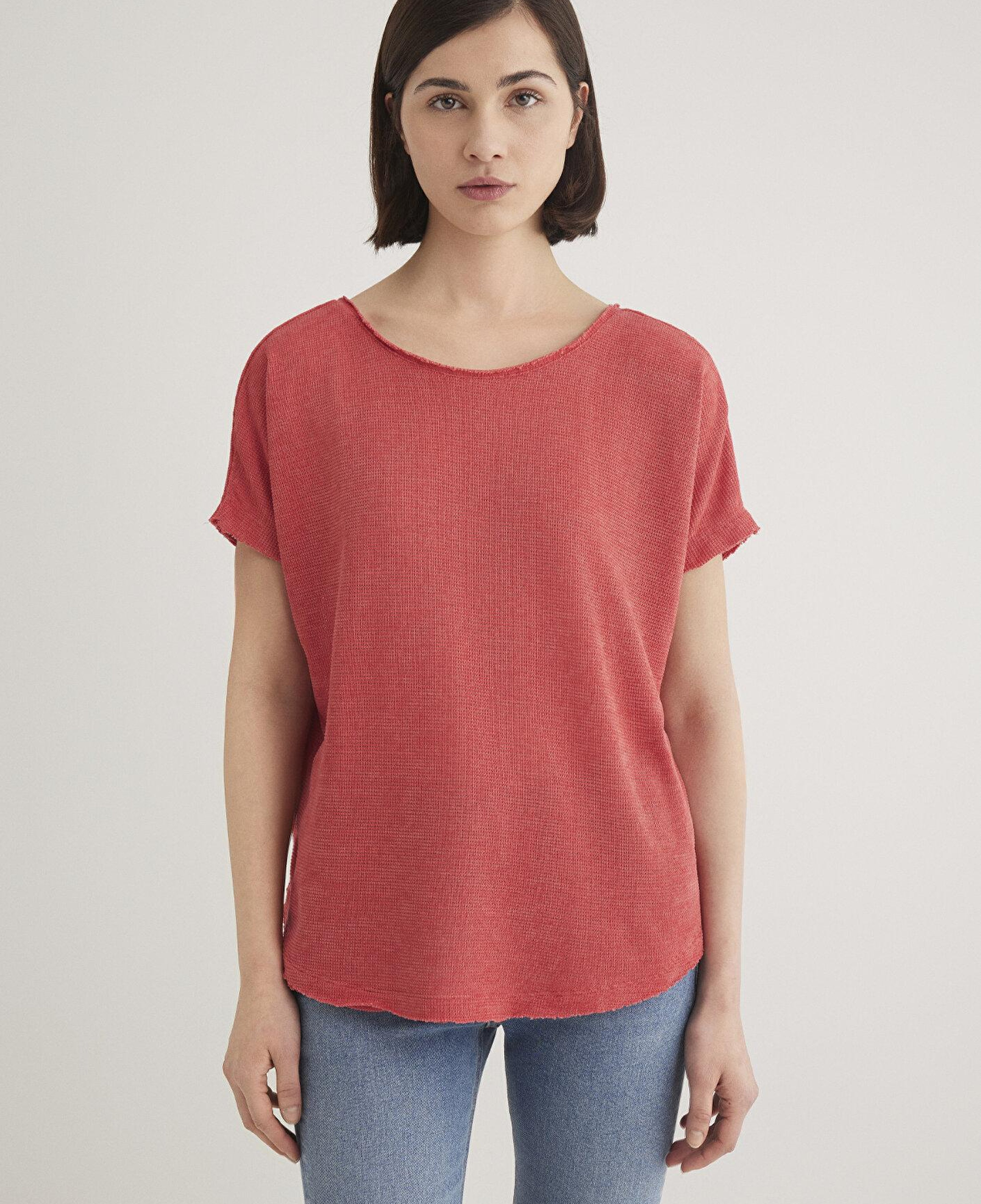 Mavi Dokulu Pembe Basic Tişört Loose Fit / Bol Rahat Kesim 167311-71102