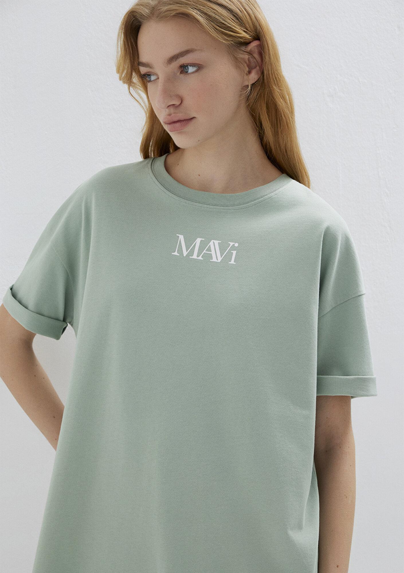 Mavi Mavi Logo Baskılı Yeşil Tişört Oversize / Geniş Kesim 1611593-71787