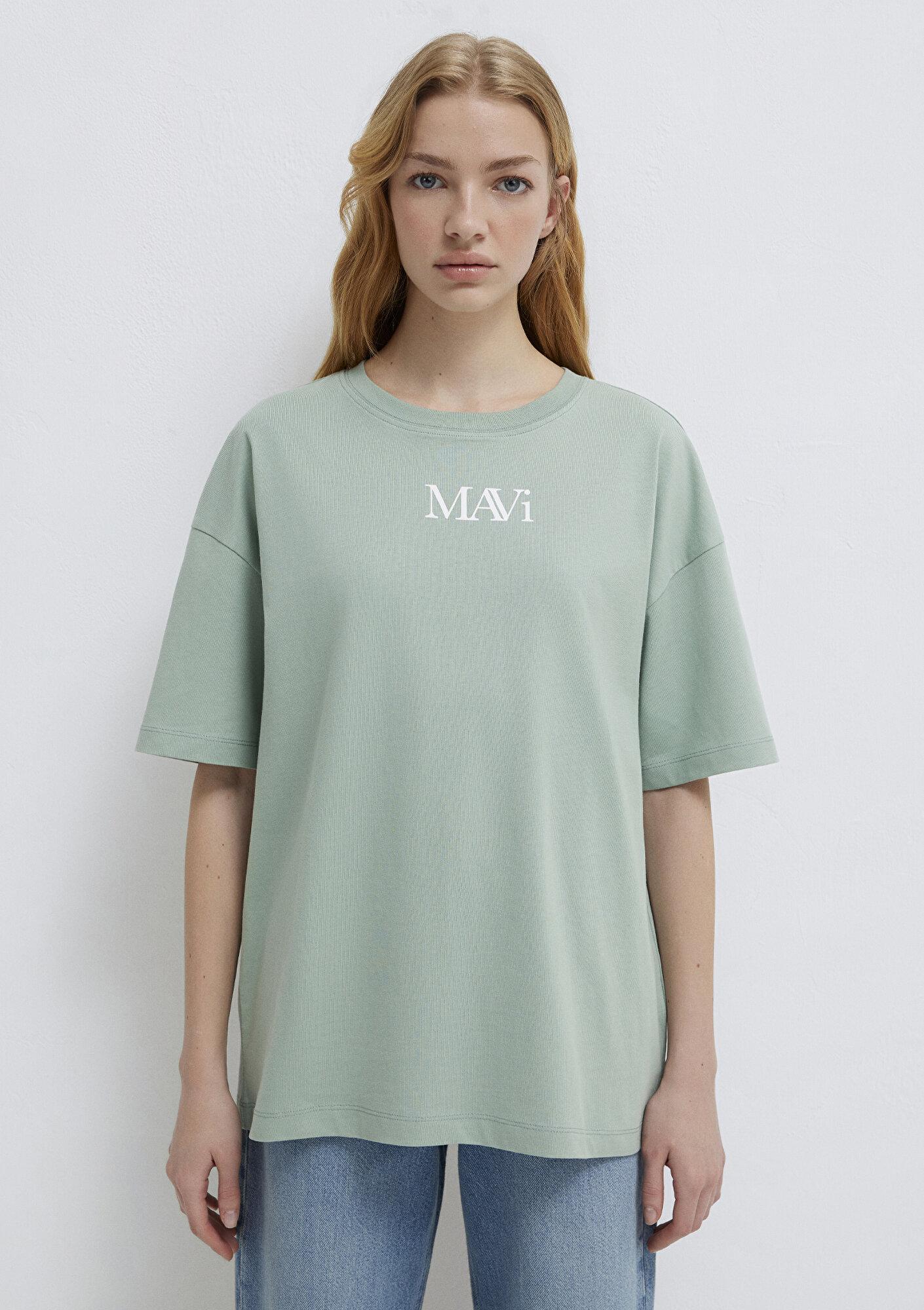 Mavi Mavi Logo Baskılı Yeşil Tişört Oversize / Geniş Kesim 1611593-71787
