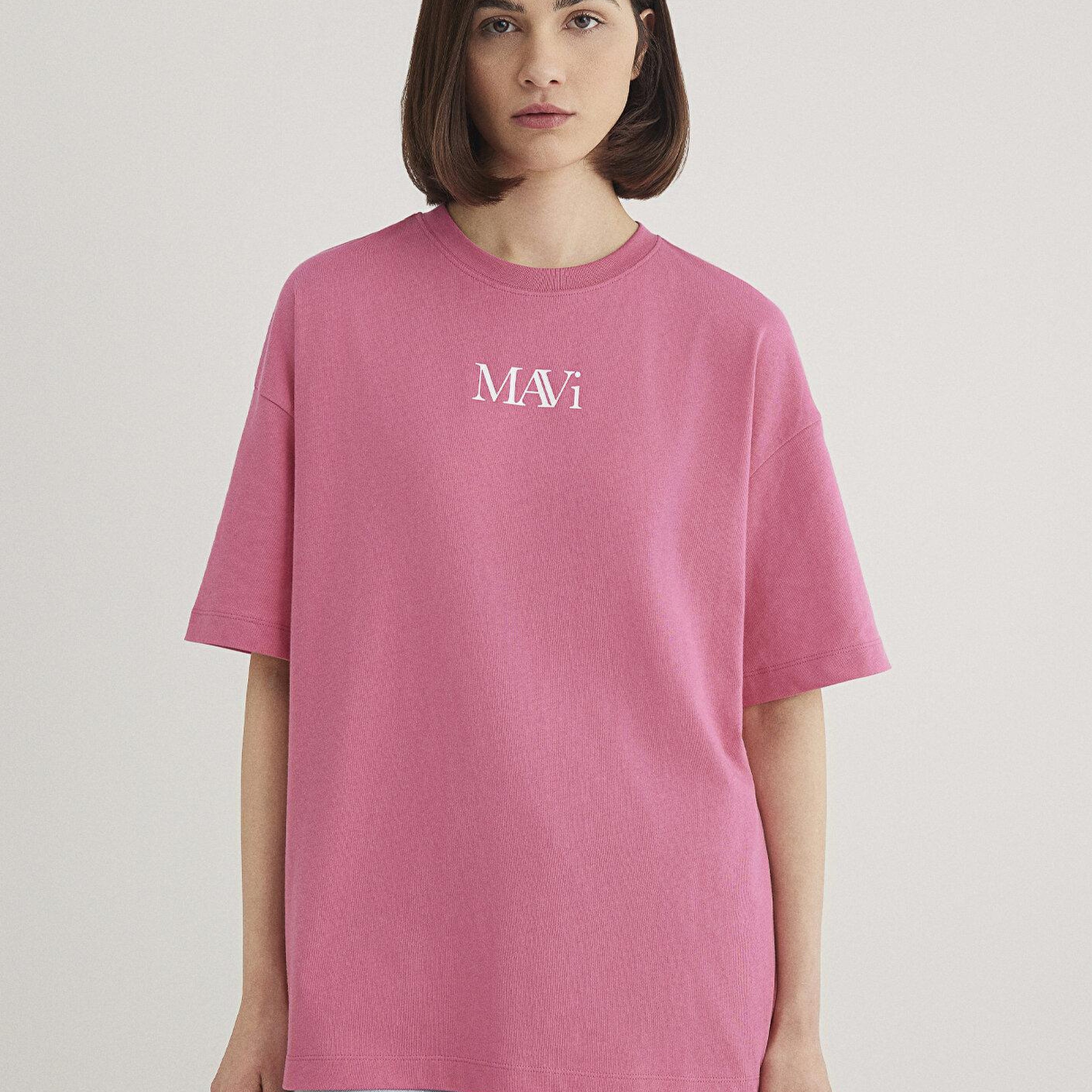 Mavi Mavi Logo Baskılı Pembe Tişört Oversize / Geniş Kesim 1611593-84680