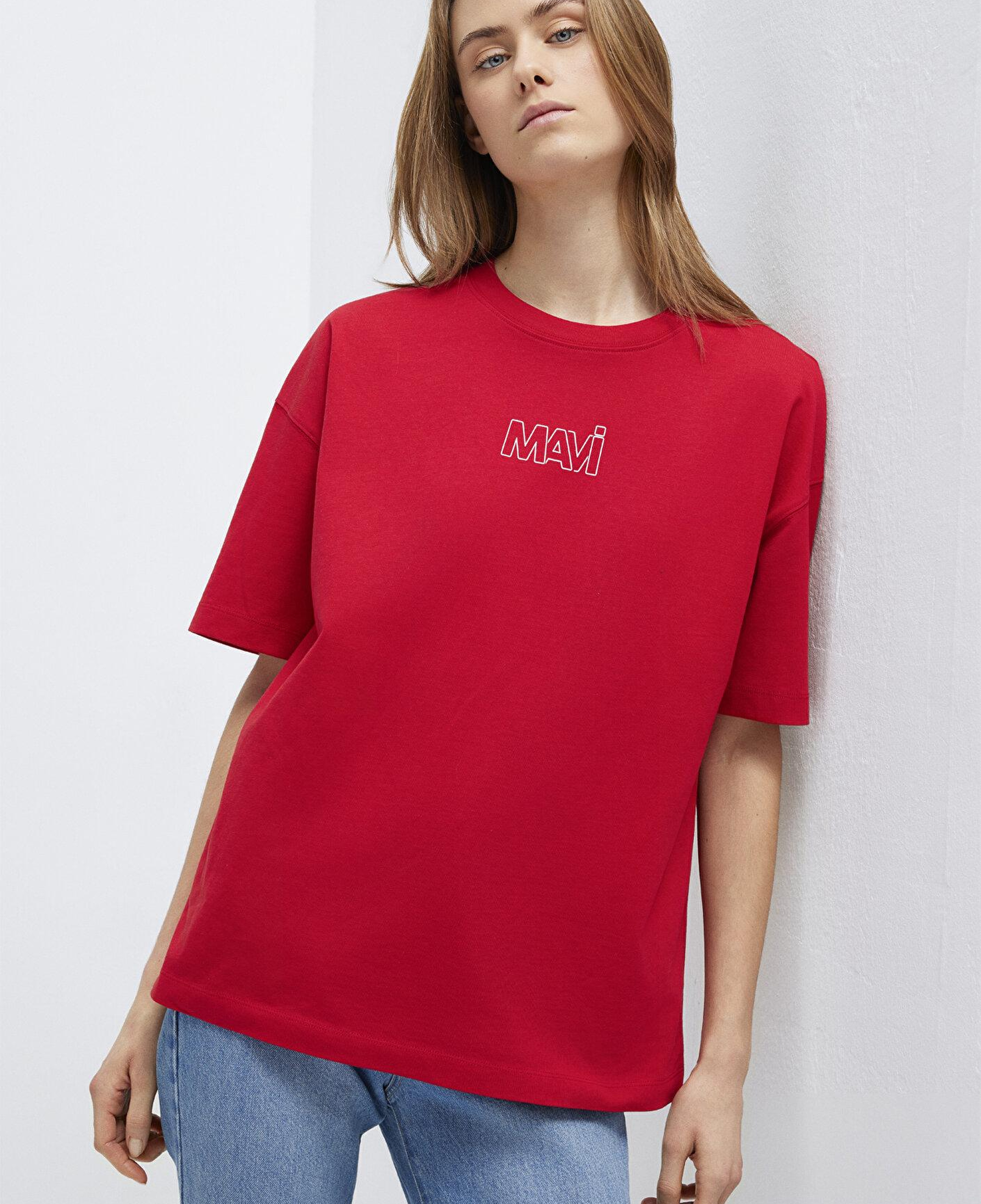 Mavi Mavi Logo Baskılı Kırmızı Tişört Oversize / Geniş Kesim 1611592-82054