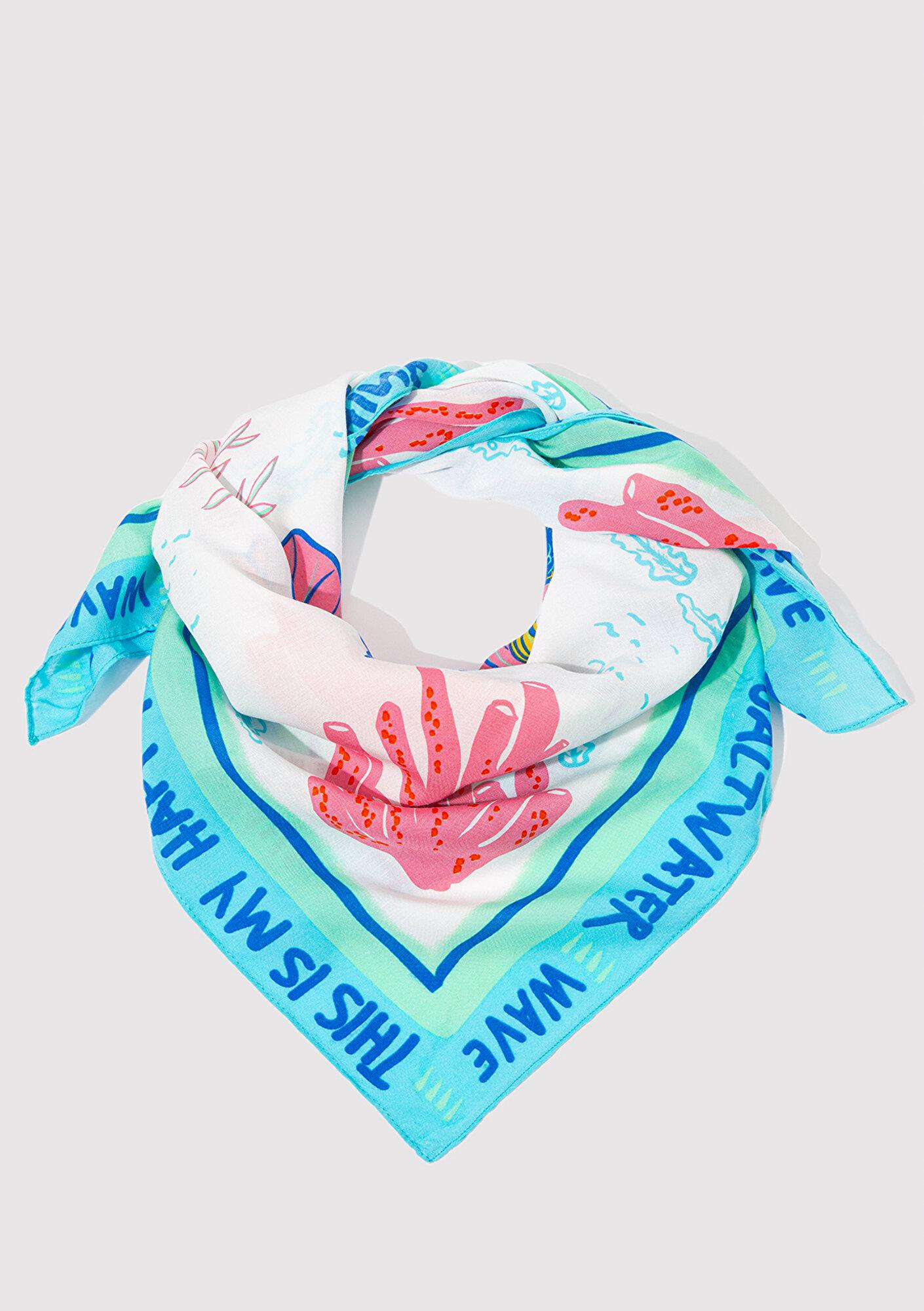 Mavi Balık Baskılı Bandana 1912243-34523