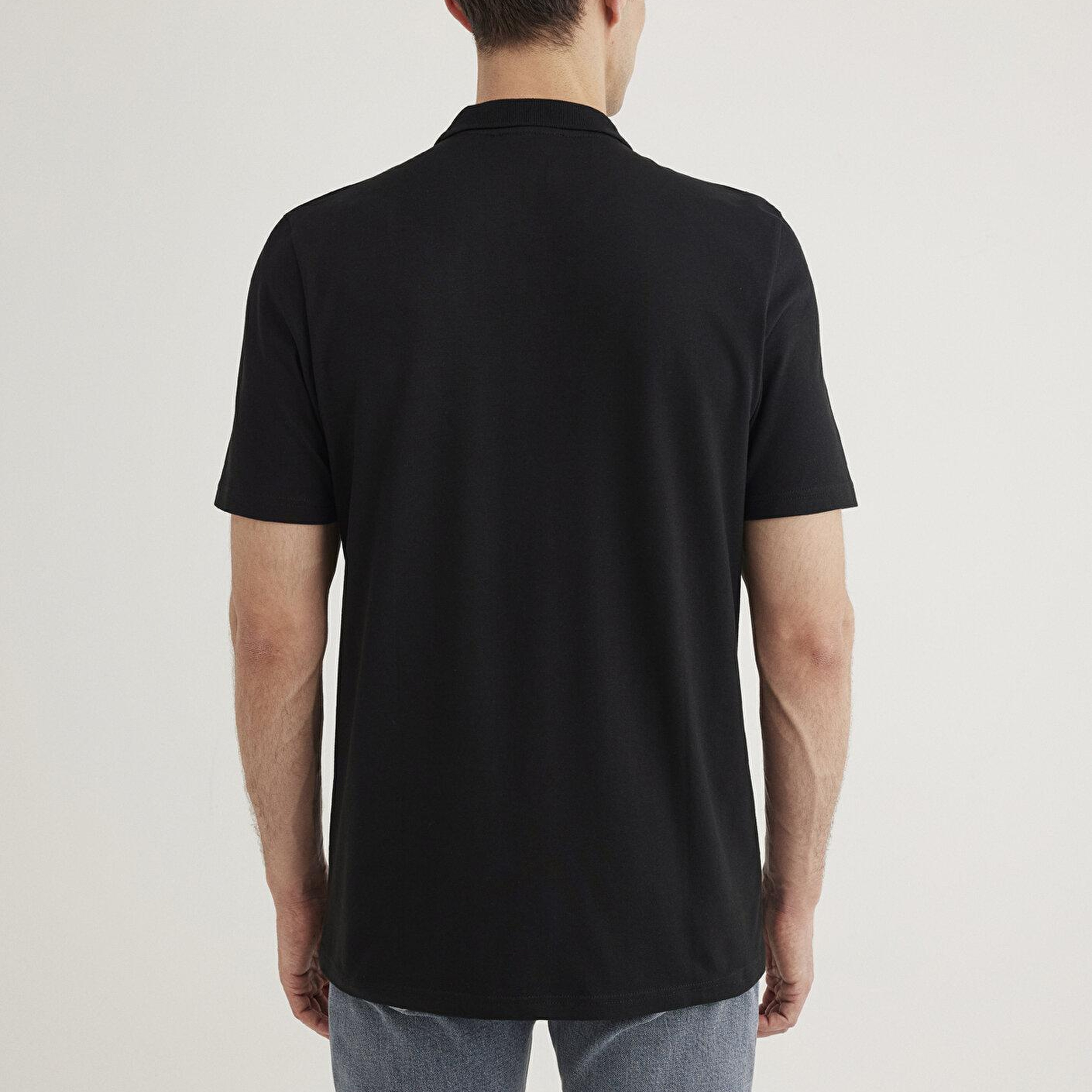 Mavi Siyah (TENCEL™) Liyosel Karışımlı Polo Tişört Regular Fit / Normal Kesim 0611837-900