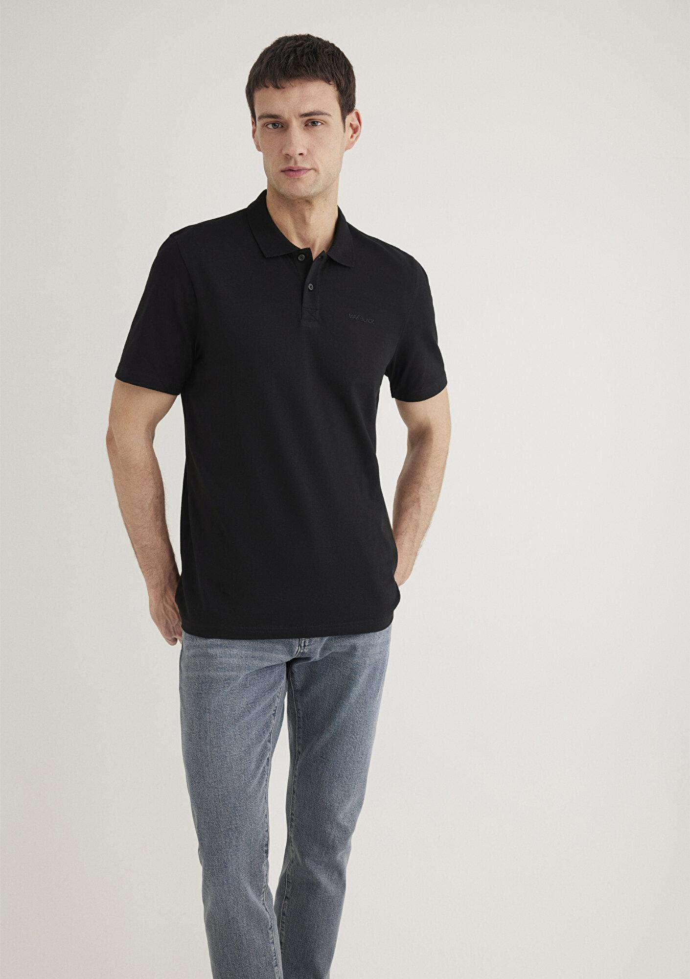 Mavi Siyah (TENCEL™) Liyosel Karışımlı Polo Tişört Regular Fit / Normal Kesim 0611837-900