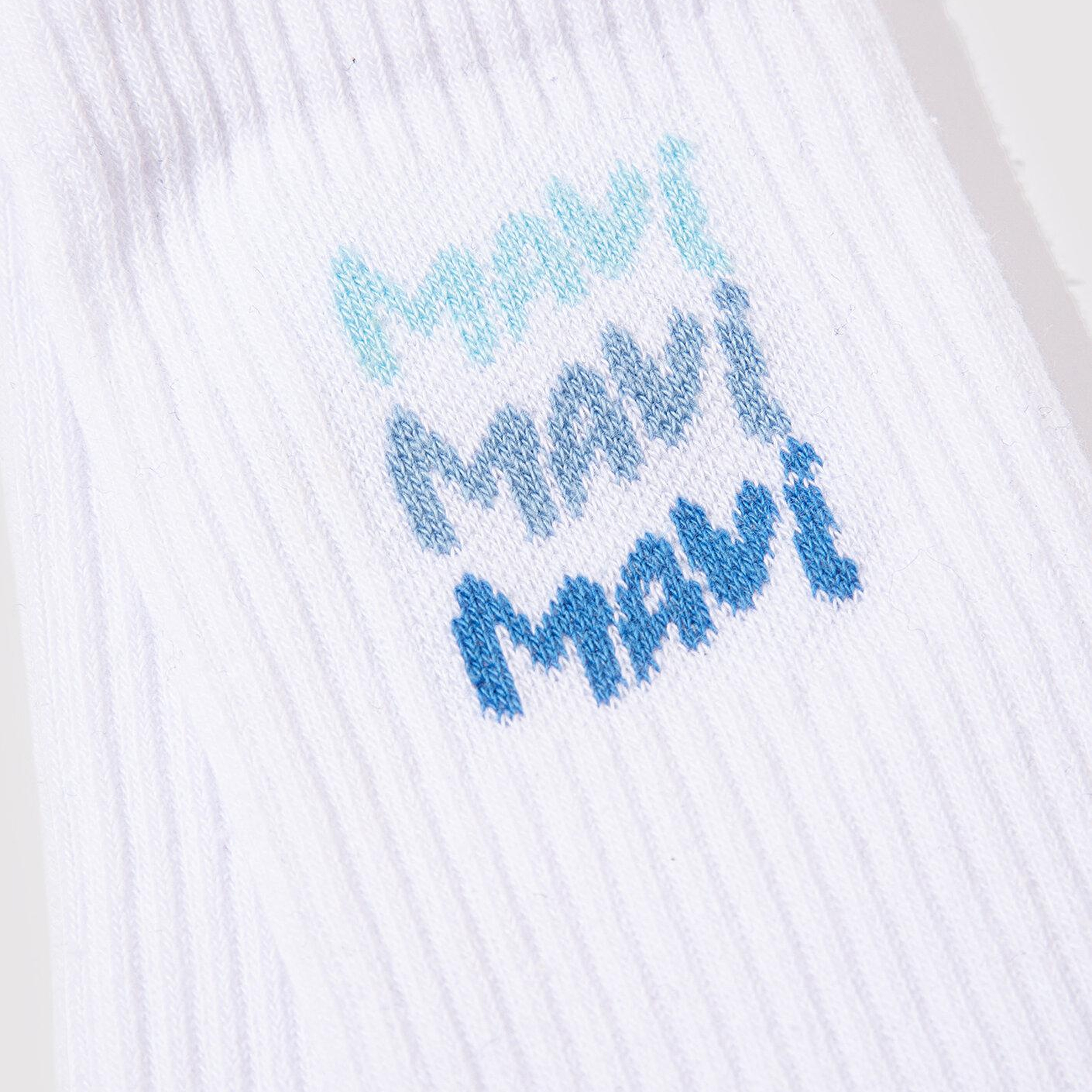 Mavi Mavi Logo Detaylı Beyaz Soket Çorap 1912415-620