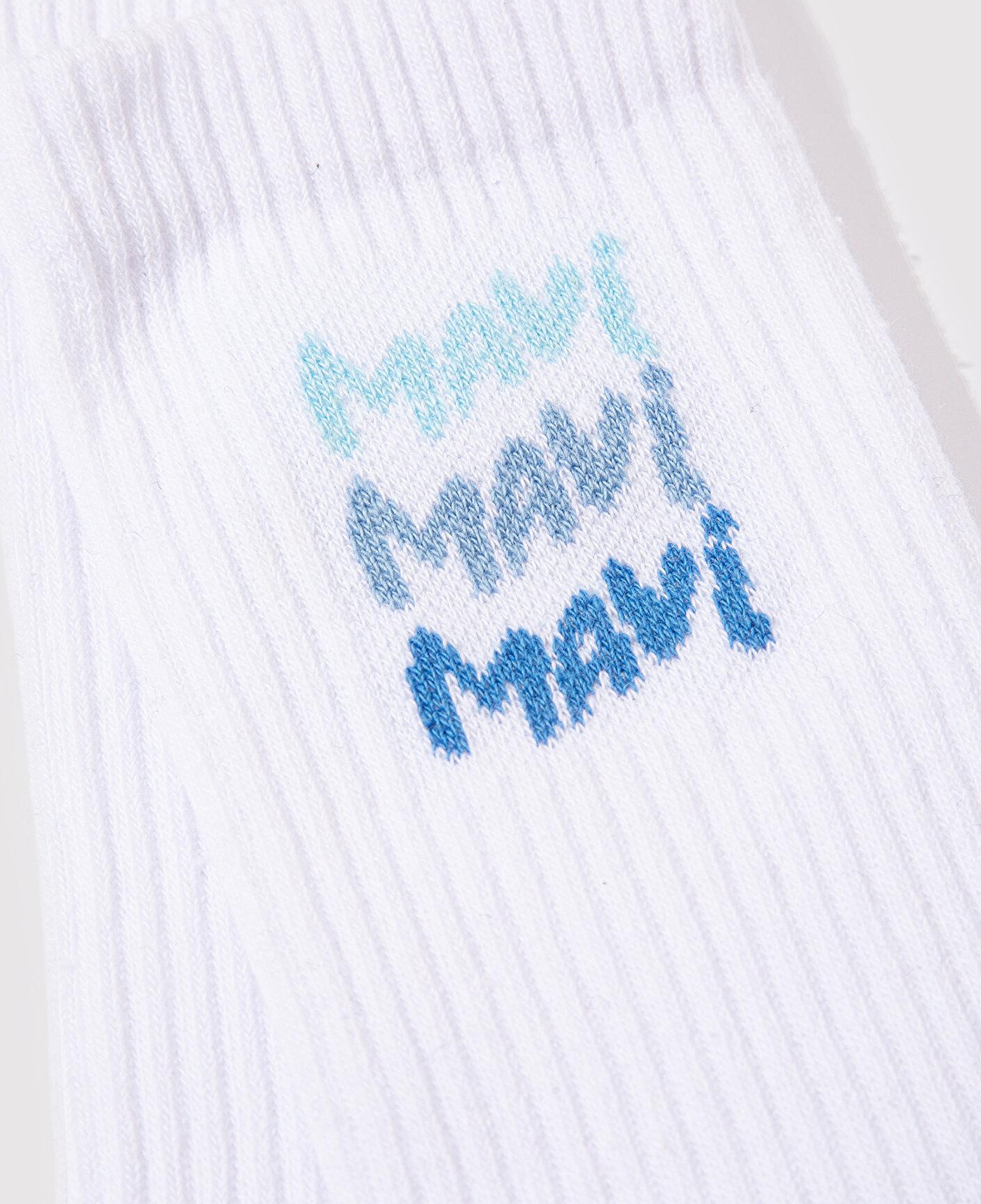 Mavi Mavi Logo Detaylı Beyaz Soket Çorap 1912415-620