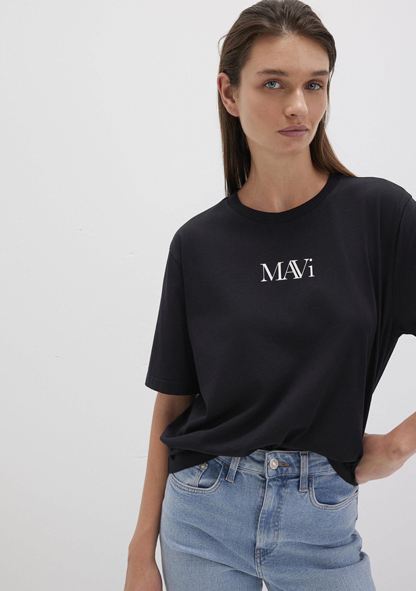 Mavi Mavi Logo Baskılı Siyah Tişört Regular Fit / Normal Kesim 1611594-900