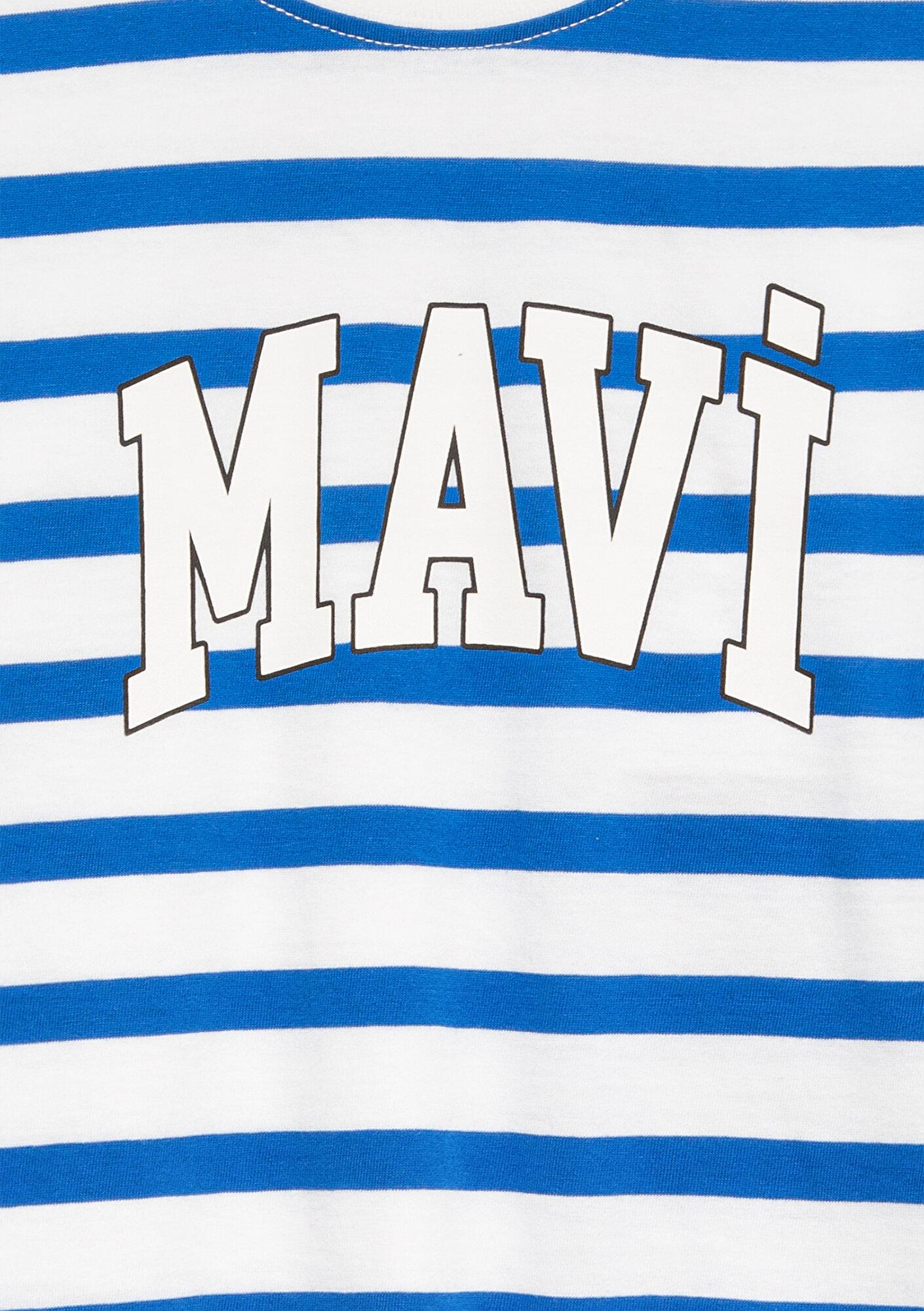 Mavi Mavi Baskılı Çizgili Tişört Loose Fit / Bol Rahat Kesim 6610251-91364