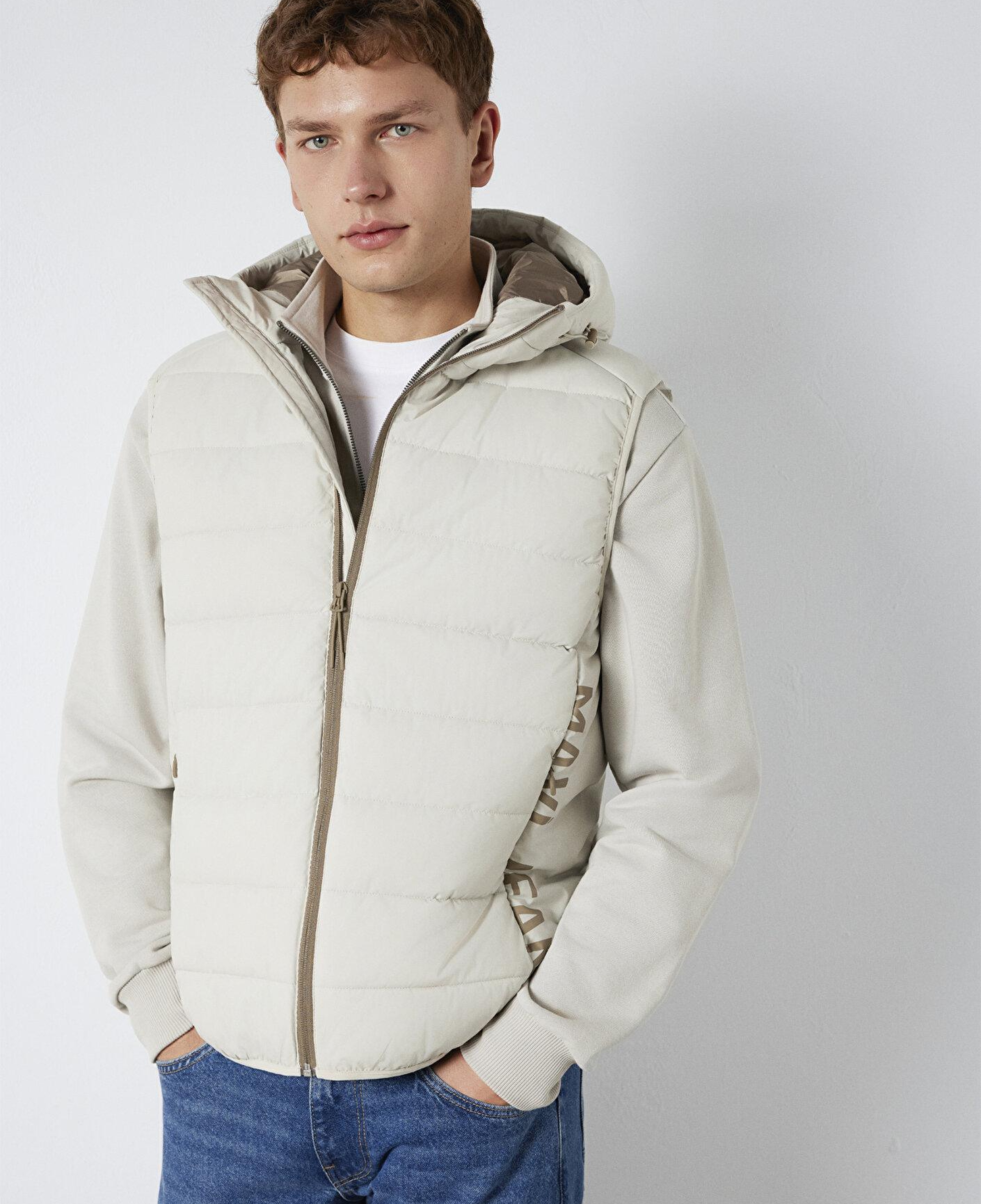 Mavi Mavi Jeans Detaylı Kapüşonlu Ekru Şişme Yelek Regular Fit / Normal Kesim 0110554-70144