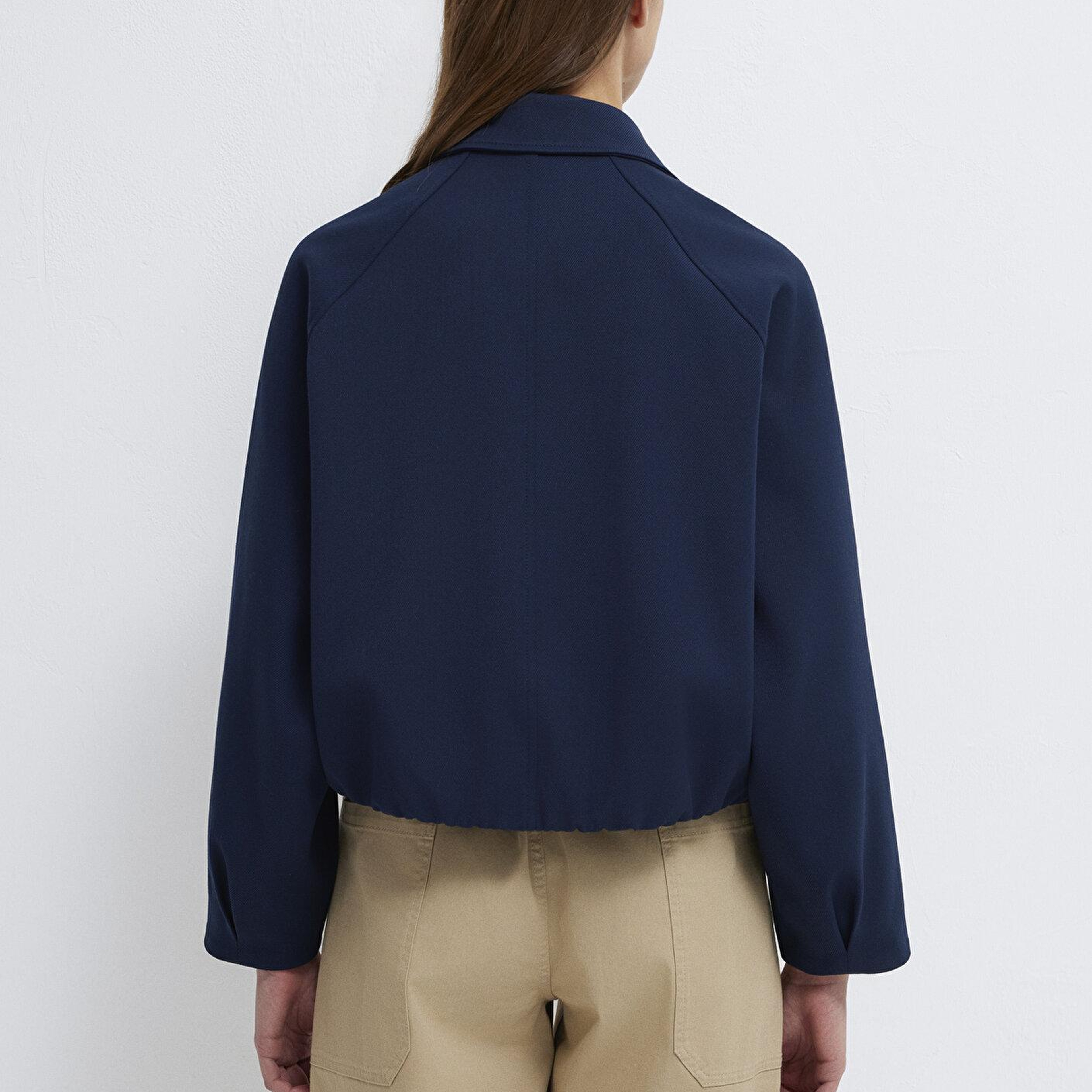 Mavi Lacivert Crop Ceket Oversize / Geniş Kesim 1110820-82318