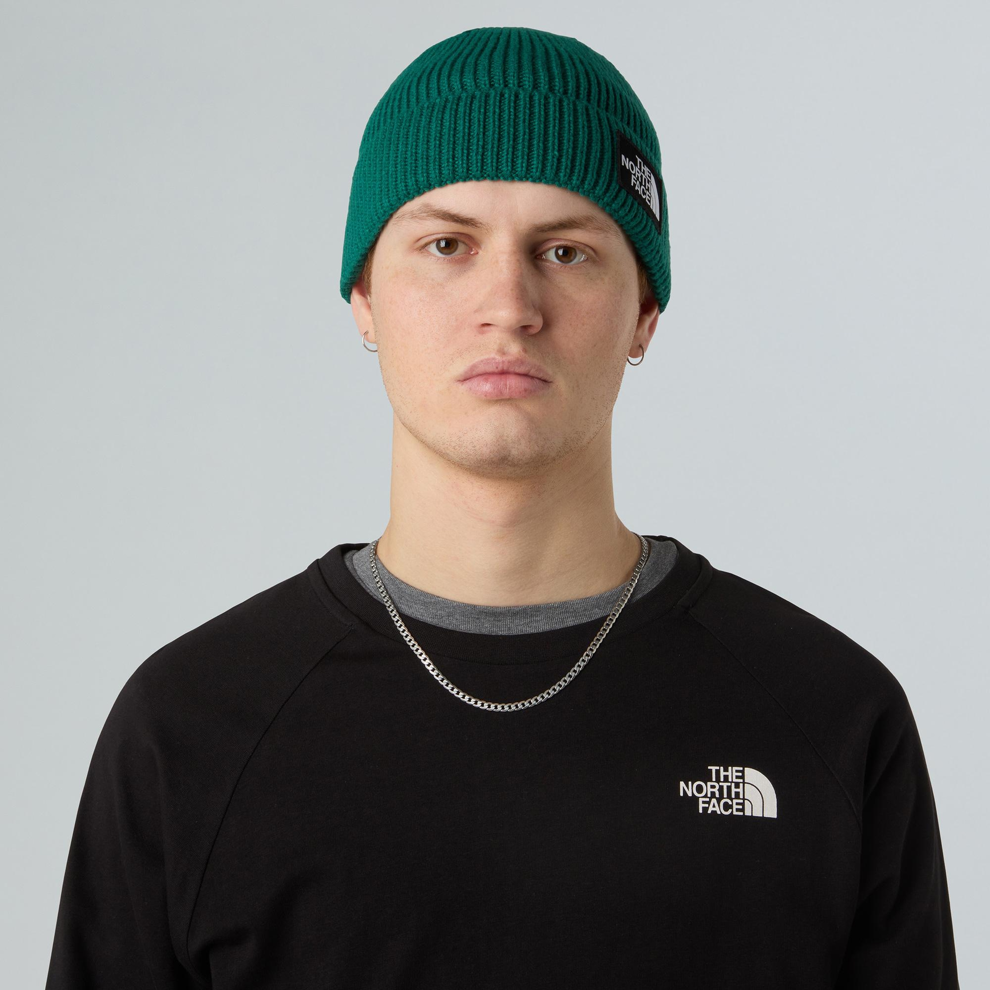 The North Face Logo Box Cuffed Unisex Yeşil Bere