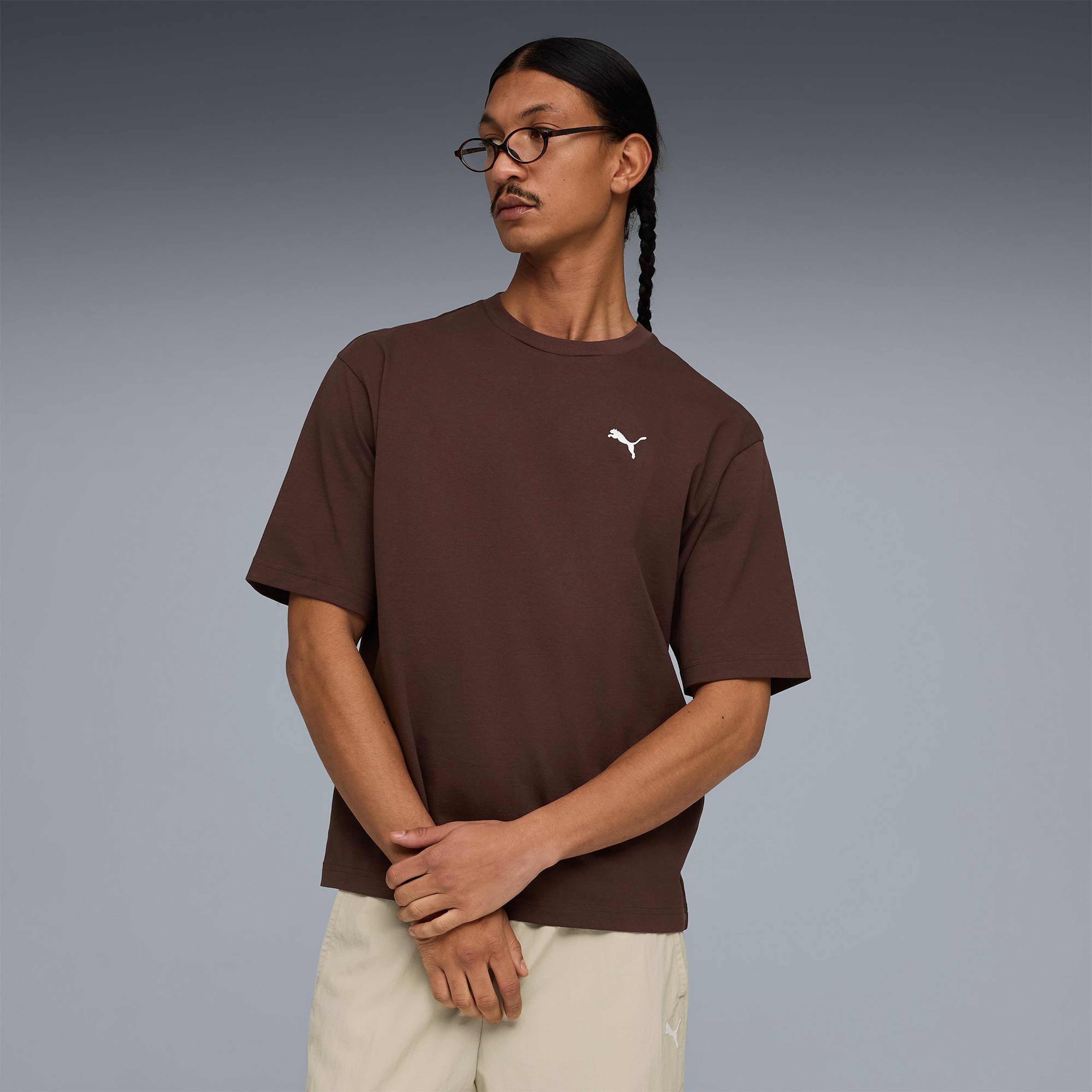 Puma Wardrobe Essentials Boxy  Erkek Kahverengi T-Shirt