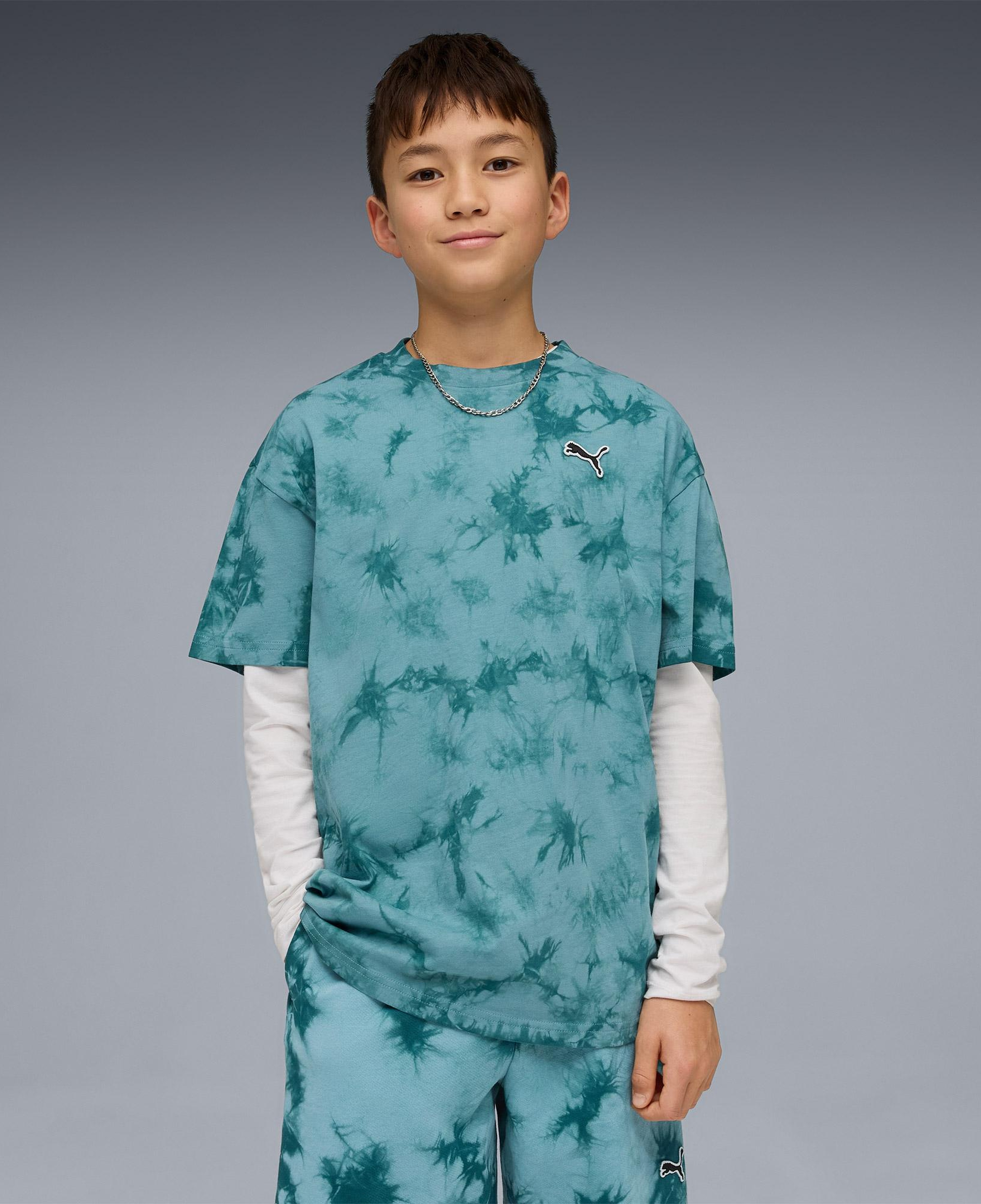 Puma Essentials Relaxed Tie-Dye  Çocuk Yeşil T-Shirt