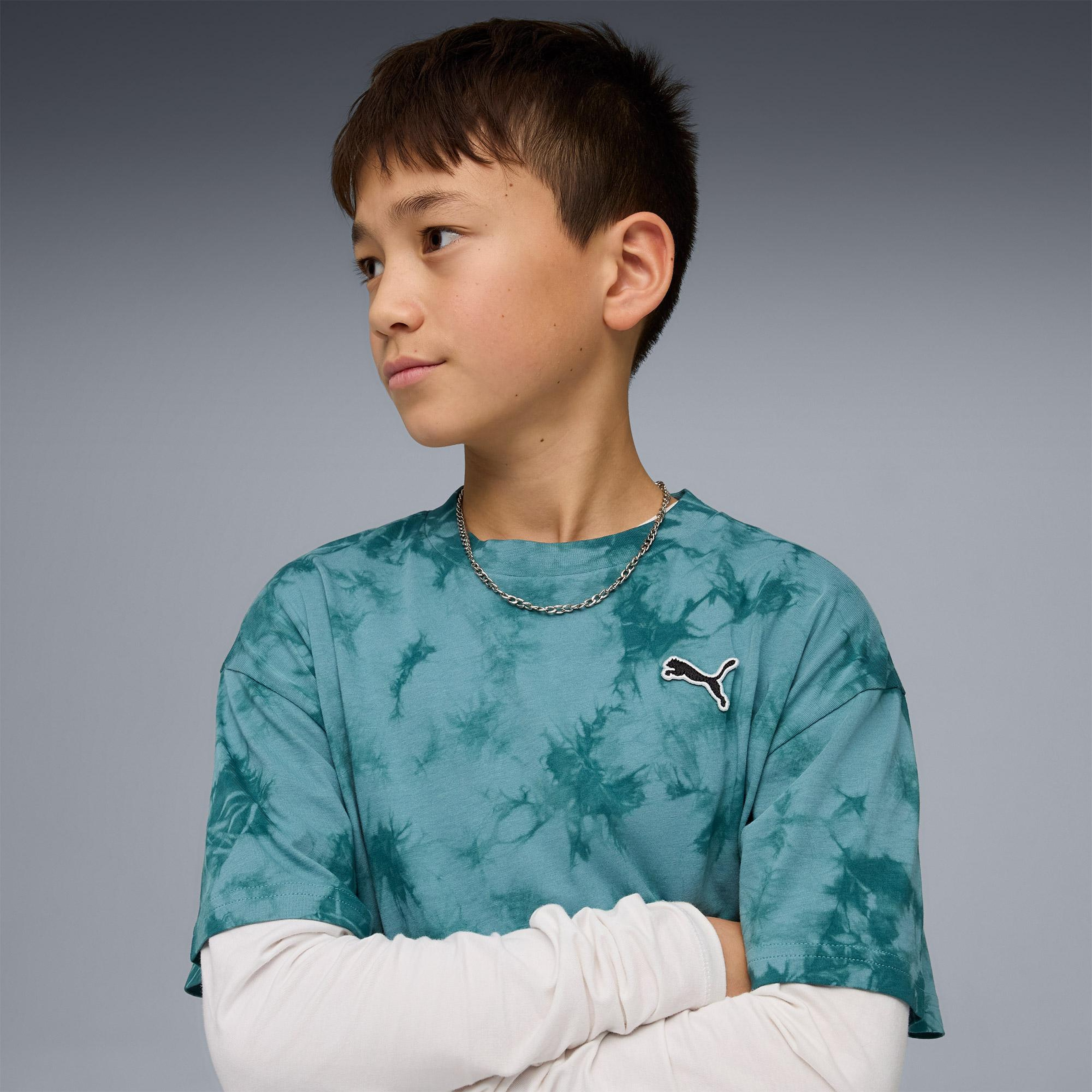 Puma Essentials Relaxed Tie-Dye  Çocuk Yeşil T-Shirt