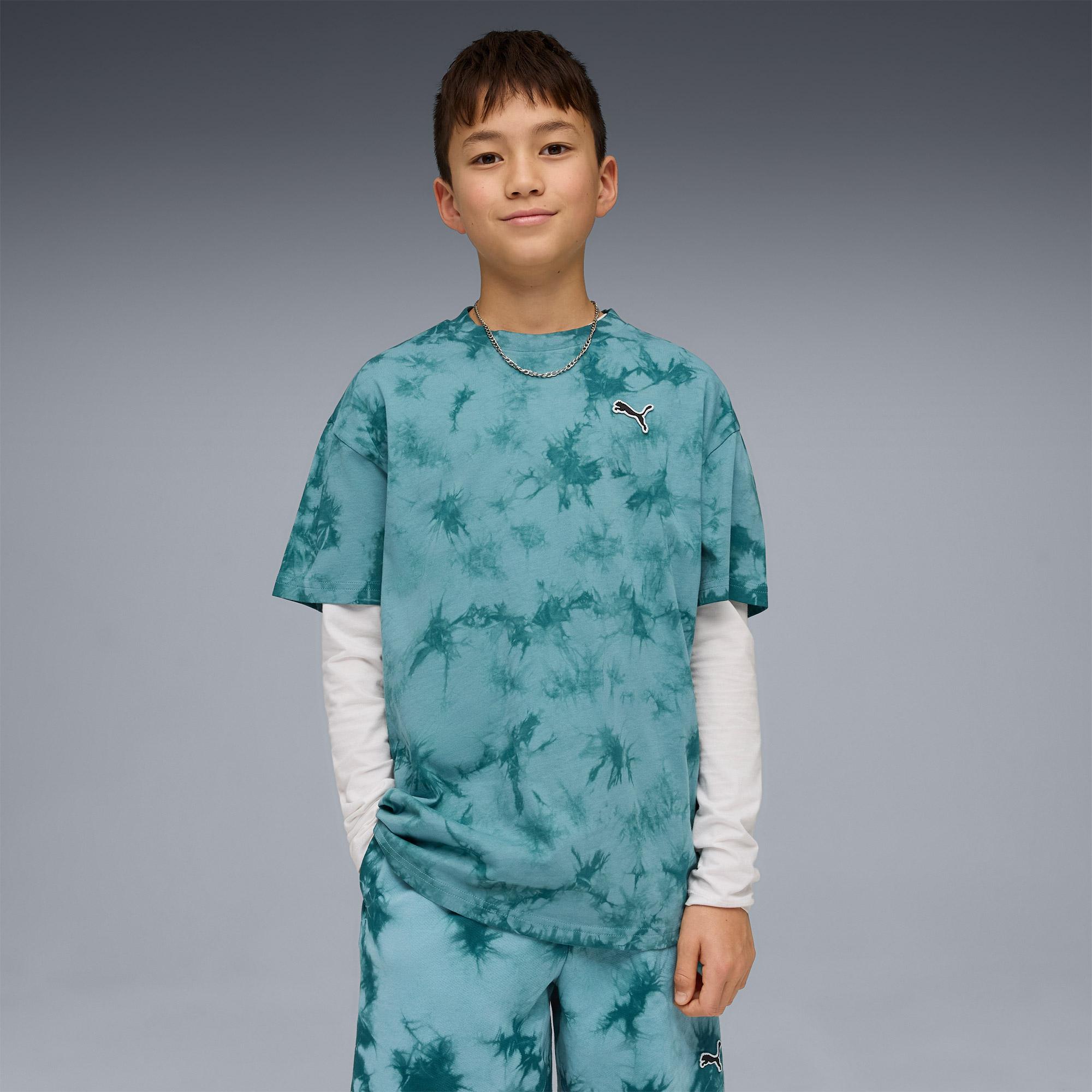 Puma Essentials Relaxed Tie-Dye  Çocuk Yeşil T-Shirt