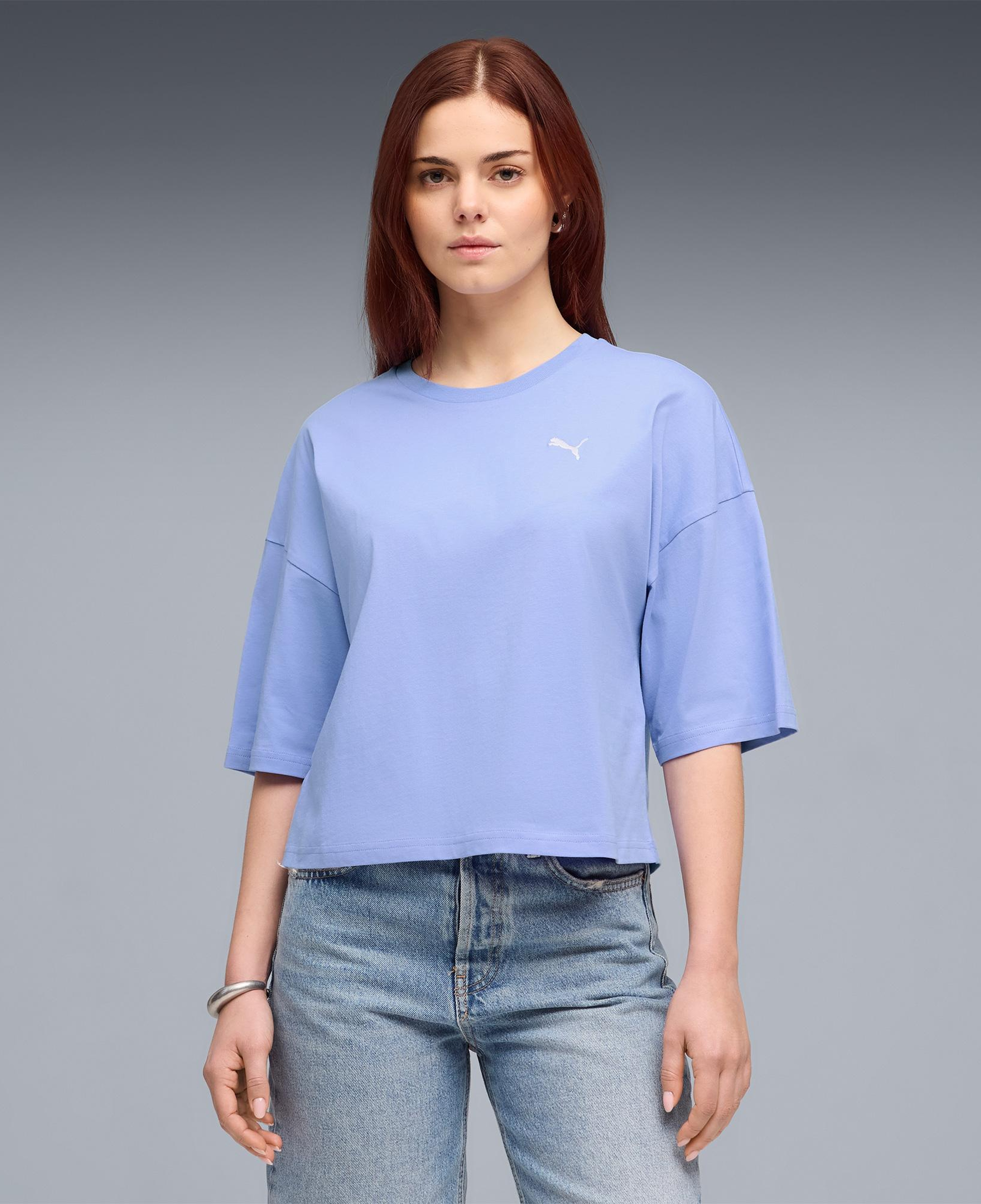 Puma Wardrobe Essentials Oversized  Kadın Mor T-Shirt