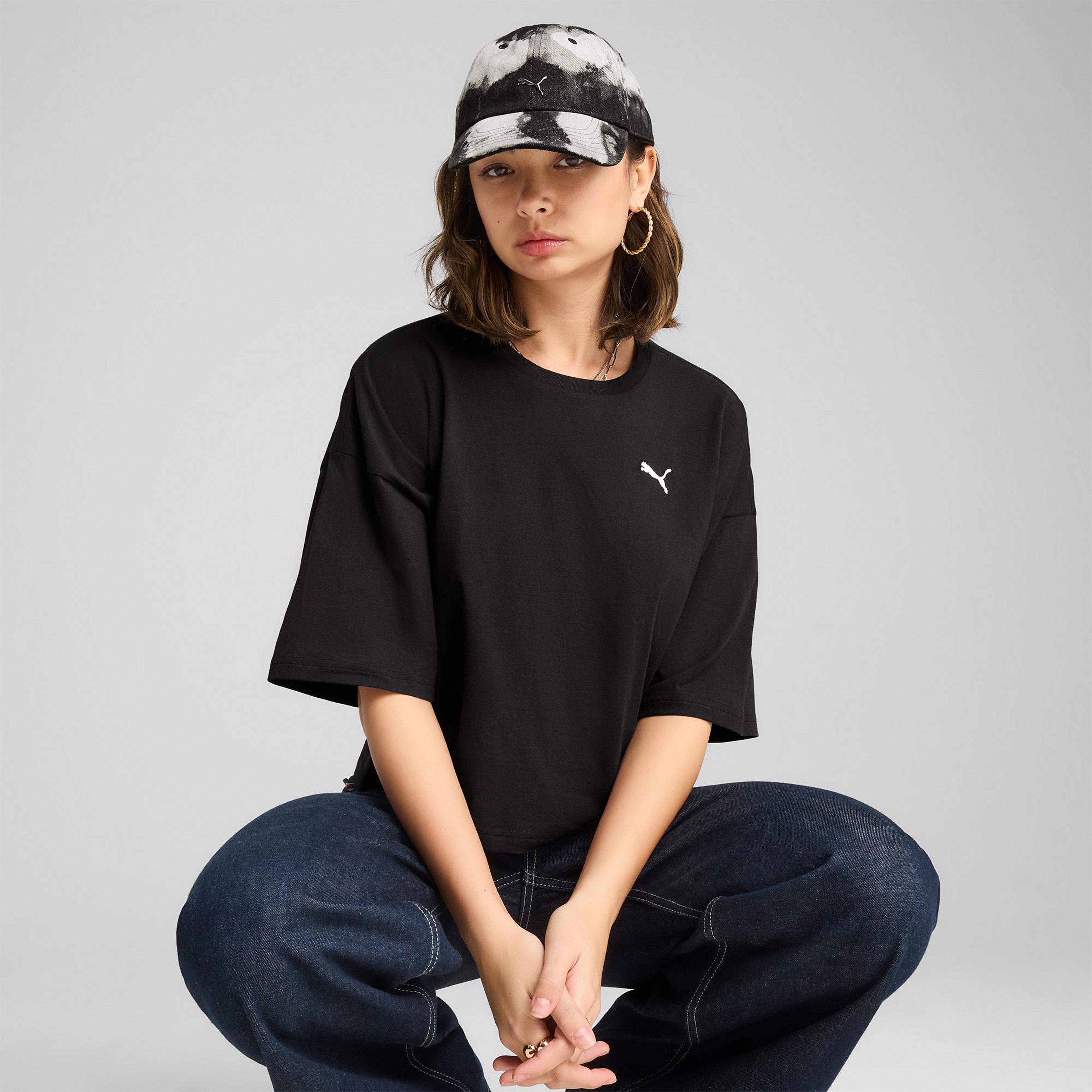 Puma Wardrobe Essentials Oversized  Kadın Siyah T-Shirt